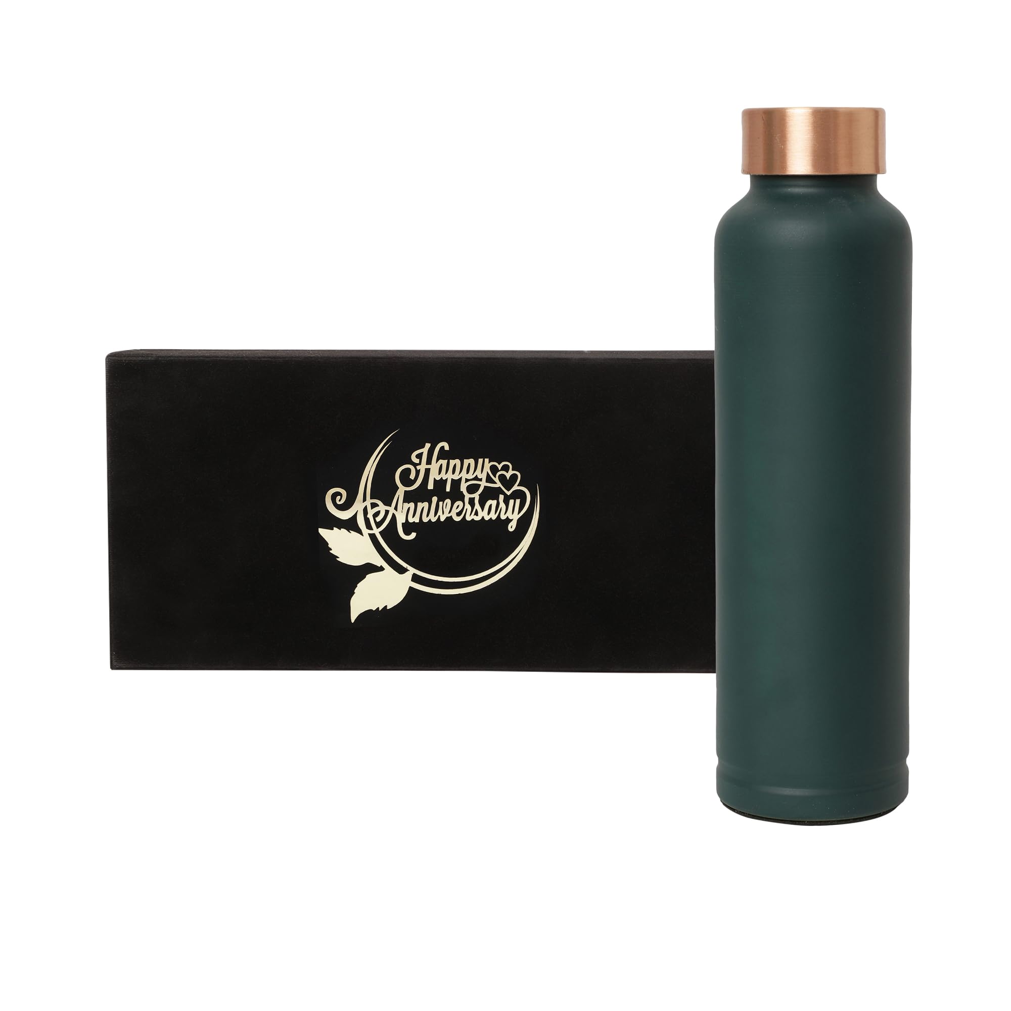 Premium Copper Water Bottle - Eco-Friendly & Stylish for Daily Hydration | Happy Anniversary Gift in Elegant Printed Black Box (Green) | Perfect for Travel, Gym & Office Use