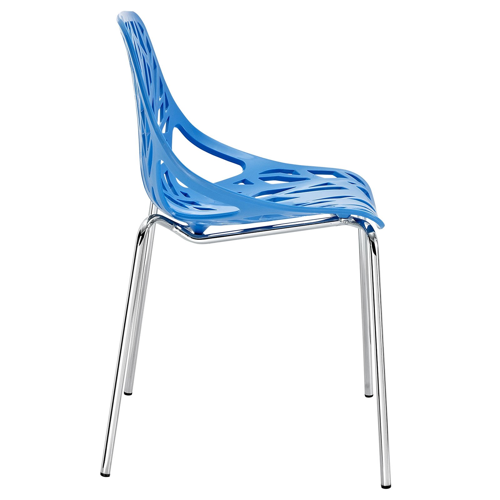 Modway Stencil Modern Stacking Chair - Blue Kitchen & Dining Room Chair Set of 2, Comfortable Stackable Seating for Small Spaces, Breakfast Nook, or Outdoor Patio