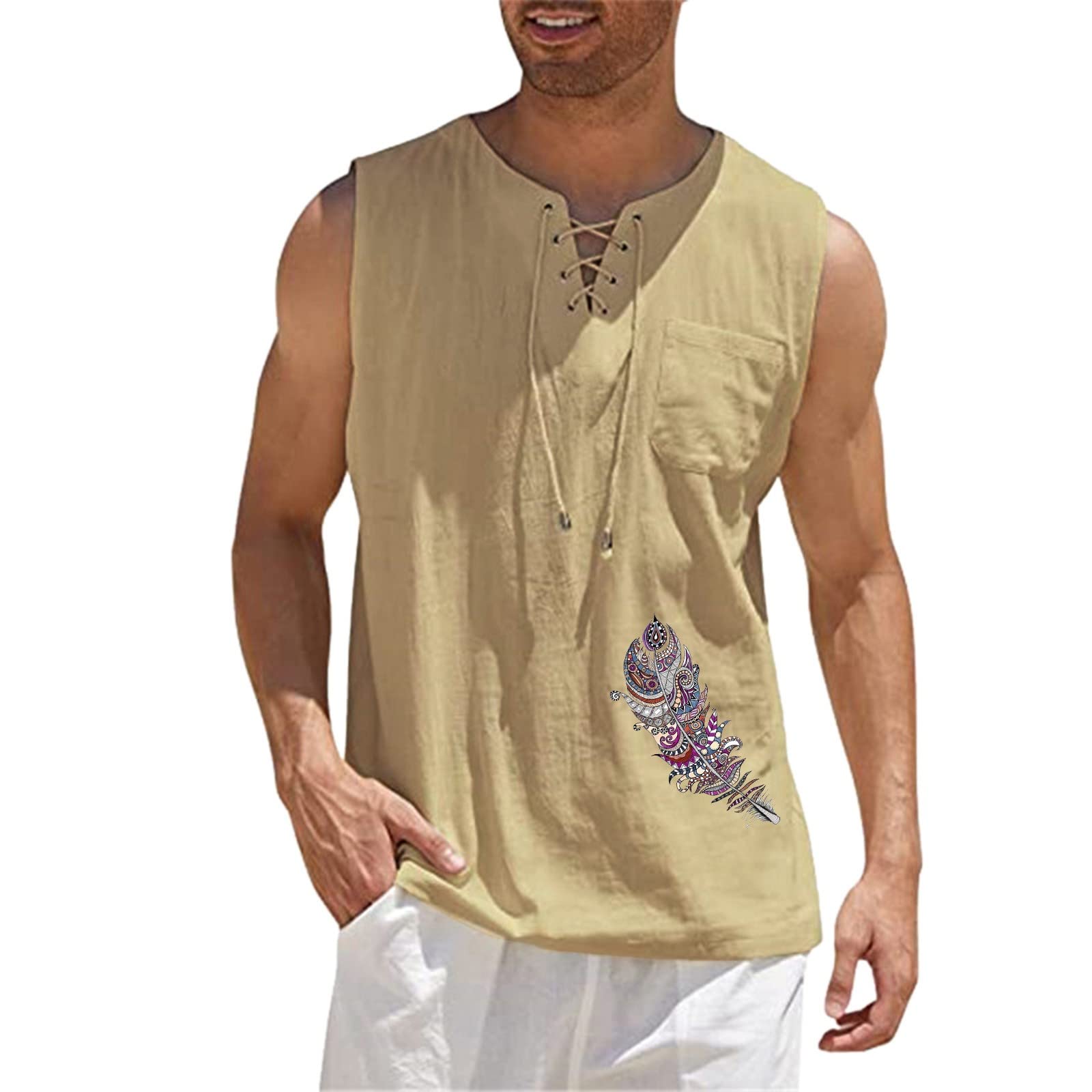 Men's Gym Workout Tank Tops - Sleeveless Athletic Shirts with Chest Pocket for Summer, Beach & Casual Wear - Perfect for Workouts, Running & Outdoor Activities