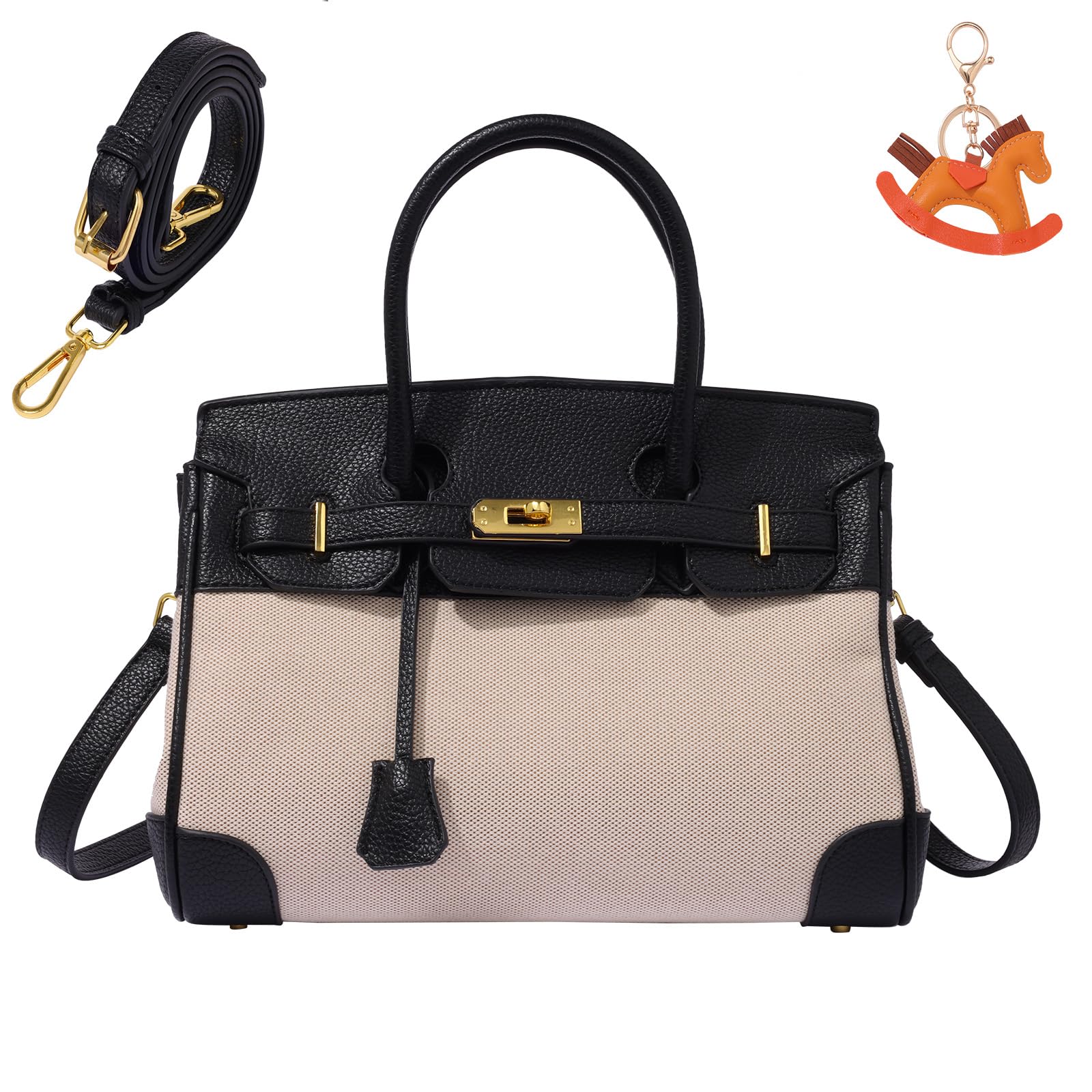 Elegant Leather & Canvas Top Handle Bags for Women - Stylish Satchel Handbag with Durable Shoulder Strap | Perfect for Work, Travel & Everyday Use