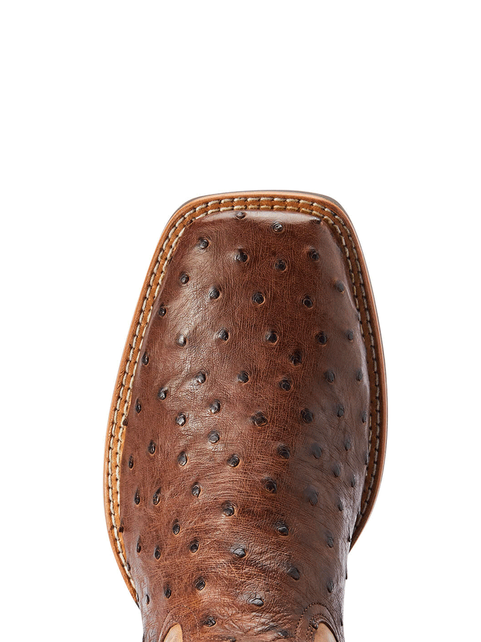 Ariat Men's Dagger Full Quill Ostrich Western Boots - Dark Tobacco Tan Leather Cowboy Boots for Riding, Country Fashion & Outdoor Events