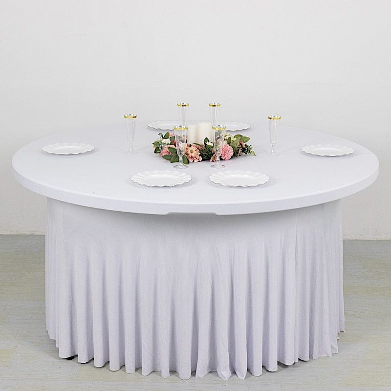 5 ft Wavy Spandex Fitted Round Tablecloth Table Skirt - Elegant Party Decor for Weddings, Banquets & Special Events