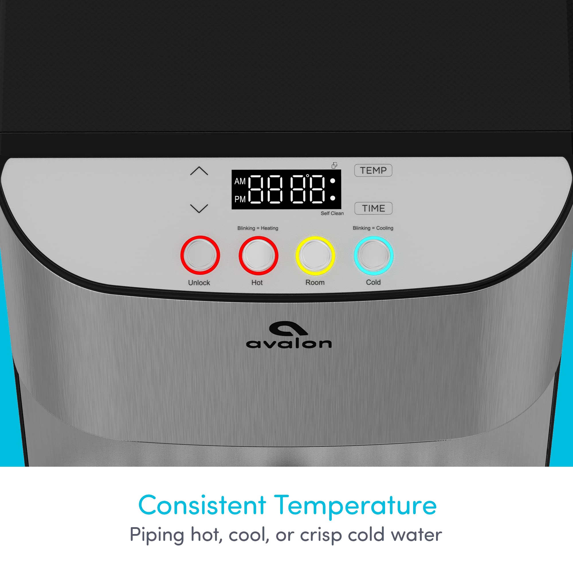 Avalon Electronic Bottom Loading Water Cooler Dispenser - 3 Temperature Settings (Hot, Cold & Room Temp), Stainless Steel Cabinet, Self-Cleaning | Perfect for Office, Home & Commercial Use