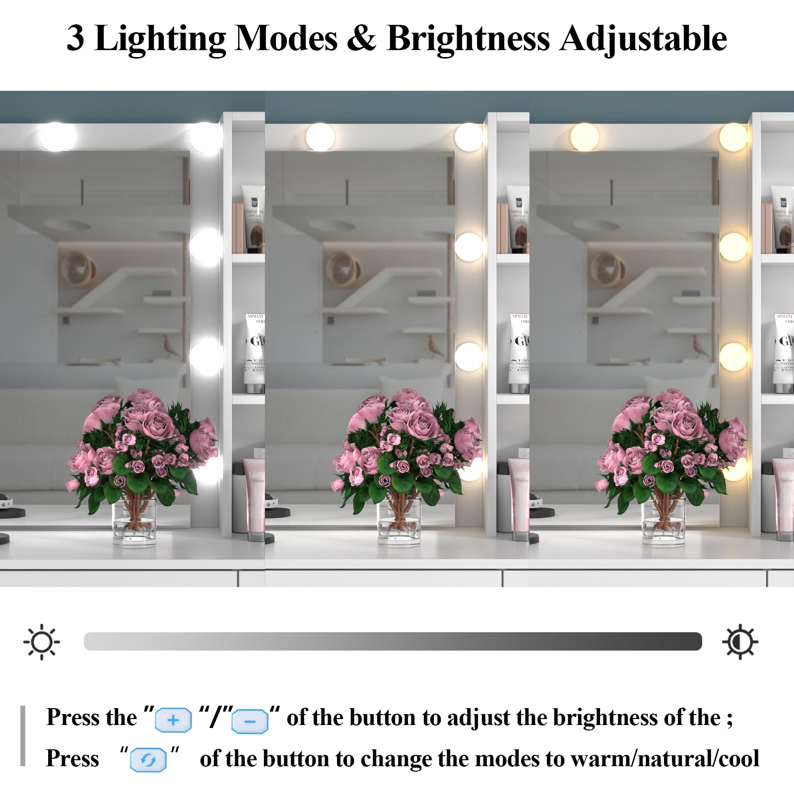 39 Inches White Vanity Desk with LED Lights & 6 Drawers - Makeup Dressing Table with Power Strip, Storage Shelves & Lighted Mirror for Women & Girls - Perfect for Bedroom, Dorm Room & Beauty Salon