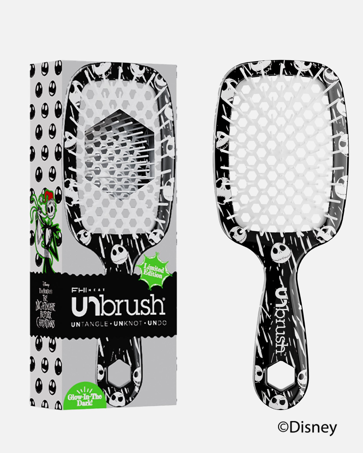 Disney The Nightmare Before Christmas Detangling Hair Brush - Jack Skellington Styling Comb for Kids & Adults - Perfect for Wet/Dry Hair & Travel Use