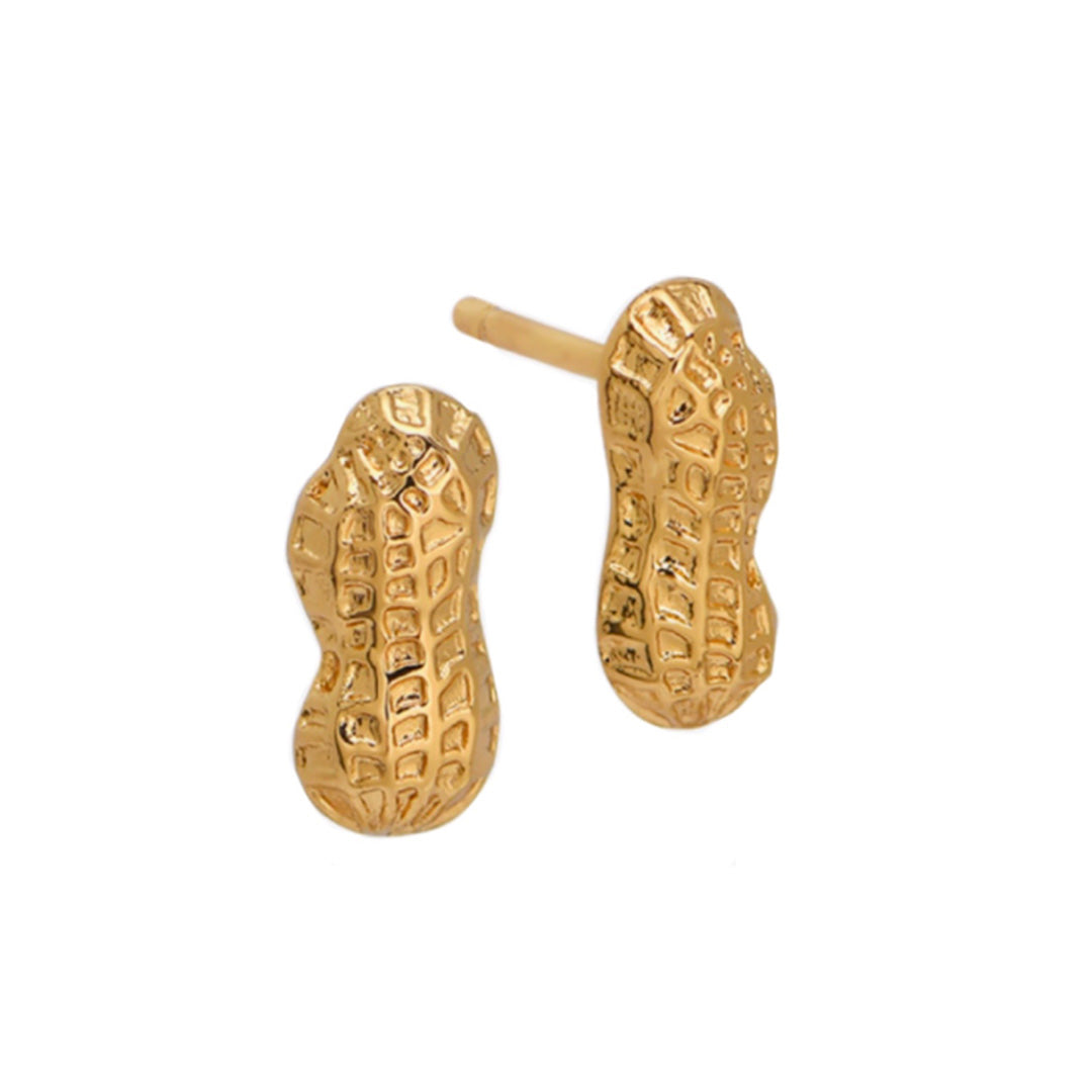 Goldbug Collection 14K Gold Peanut Stud Earrings - Hypoallergenic & Dainty Jewelry for Women - Perfect for Everyday Wear, Gifts & Special Occasions