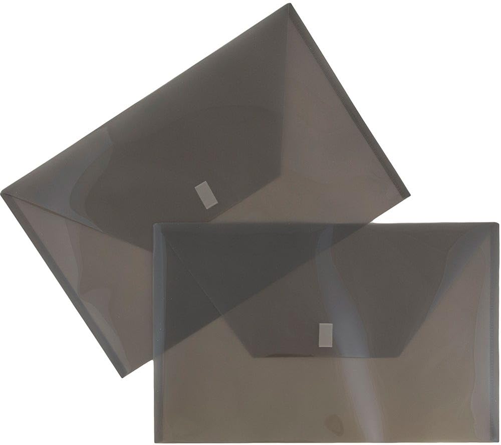Plastic Envelopes with Hook & Loop Closure - Legal Size 9.75x14.5in - Smoke Gray 3-Pack for Documents & Files
