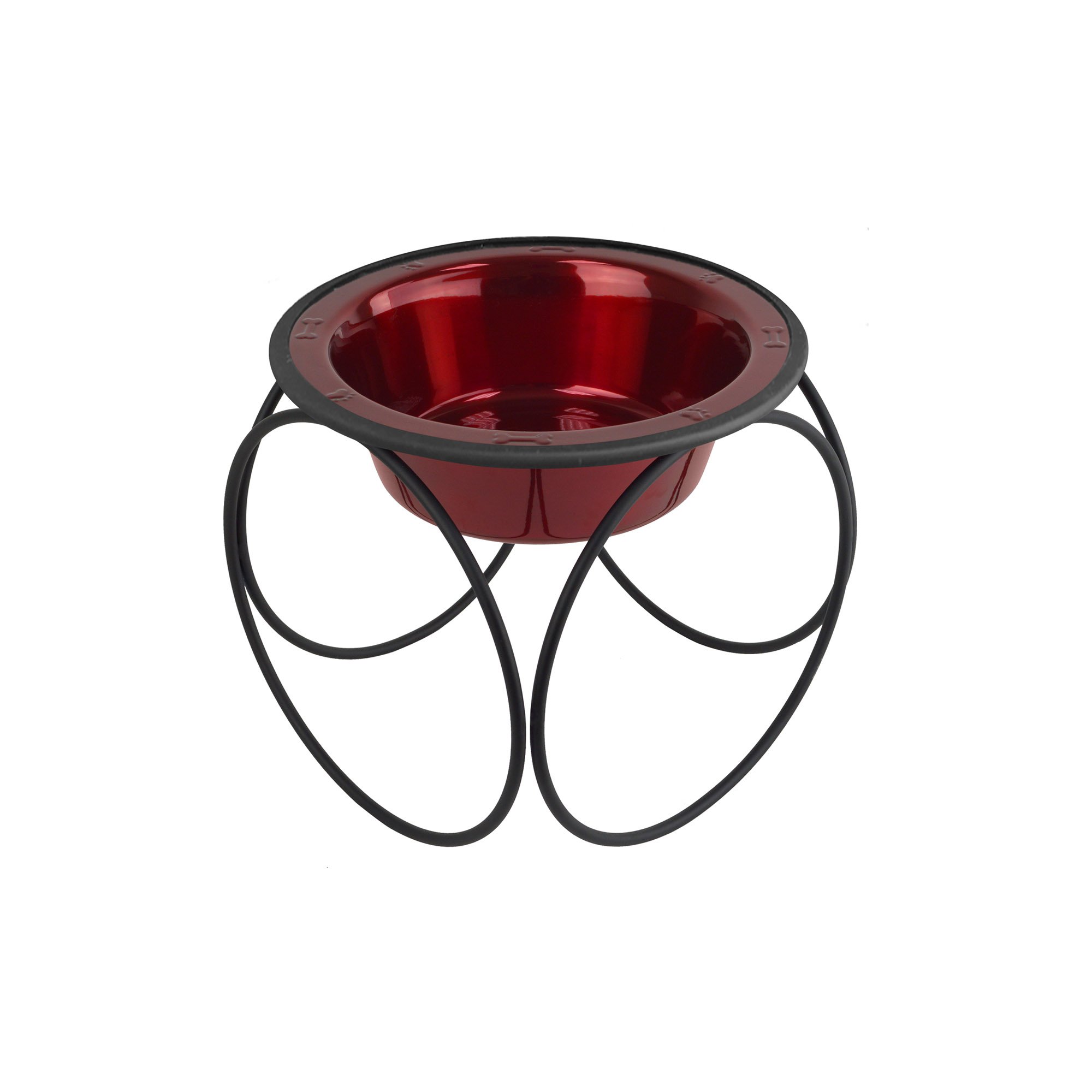Platinum Pets Olympic Single Diner Feeder with Stainless Steel Dog Bowl - Small Size, Candy Apple Red - Perfect for Small Dogs & Puppies Feeding at Home or Travel