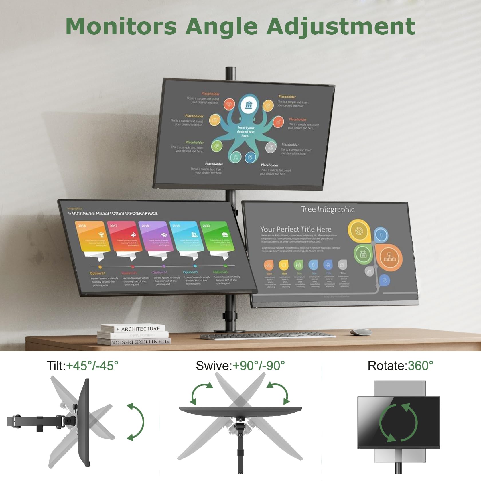 Triple Monitor Stand for 17-32