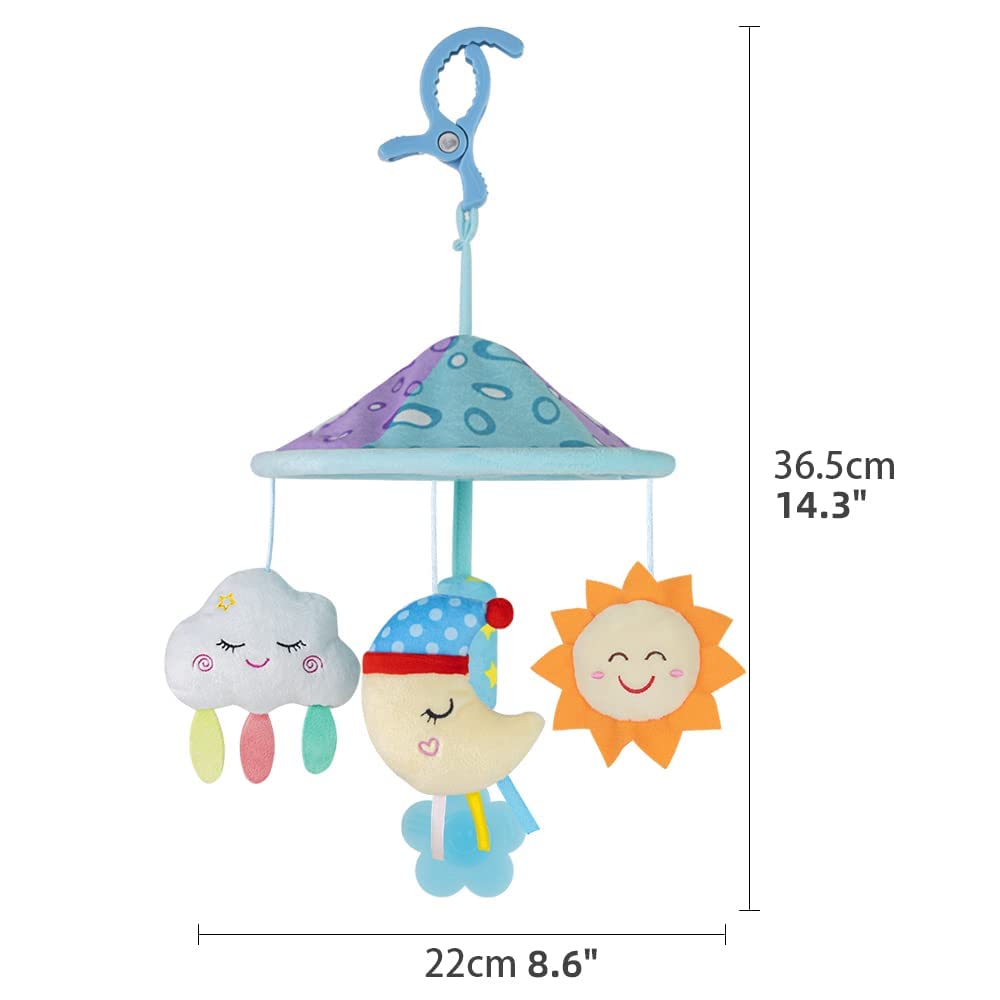 Soft Rattle Baby Pram Mobile Toys for Playpen - Car Roof Handle Toy for Newborns 0-12 Months (Sky Blue) | Perfect for Crib, Stroller & Baby Gym Entertainment