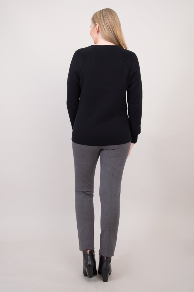 Claudia Women's Cotton Sweater - Soft & Comfortable Black Pullover for Casual Wear & Layering
