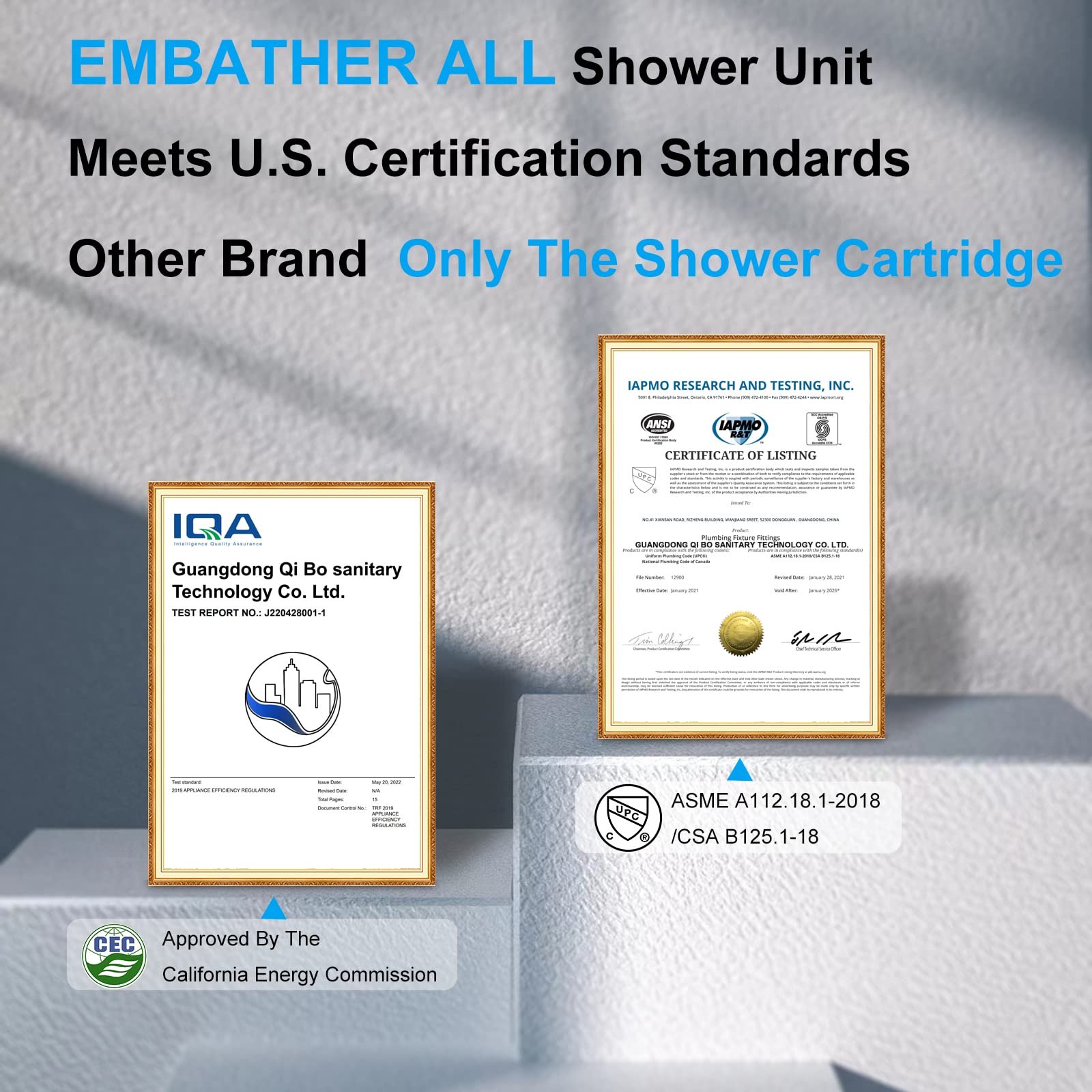 EMBATHER 12 Inch Matte Black Shower System - Square Rainfall Shower Head & Handheld Spray Combo with Wall Mounted Faucet for Bathroom (Includes Rough-in Valve & Trim) - Perfect for Modern Home Spa Experience and Luxury Bathroom Renovation