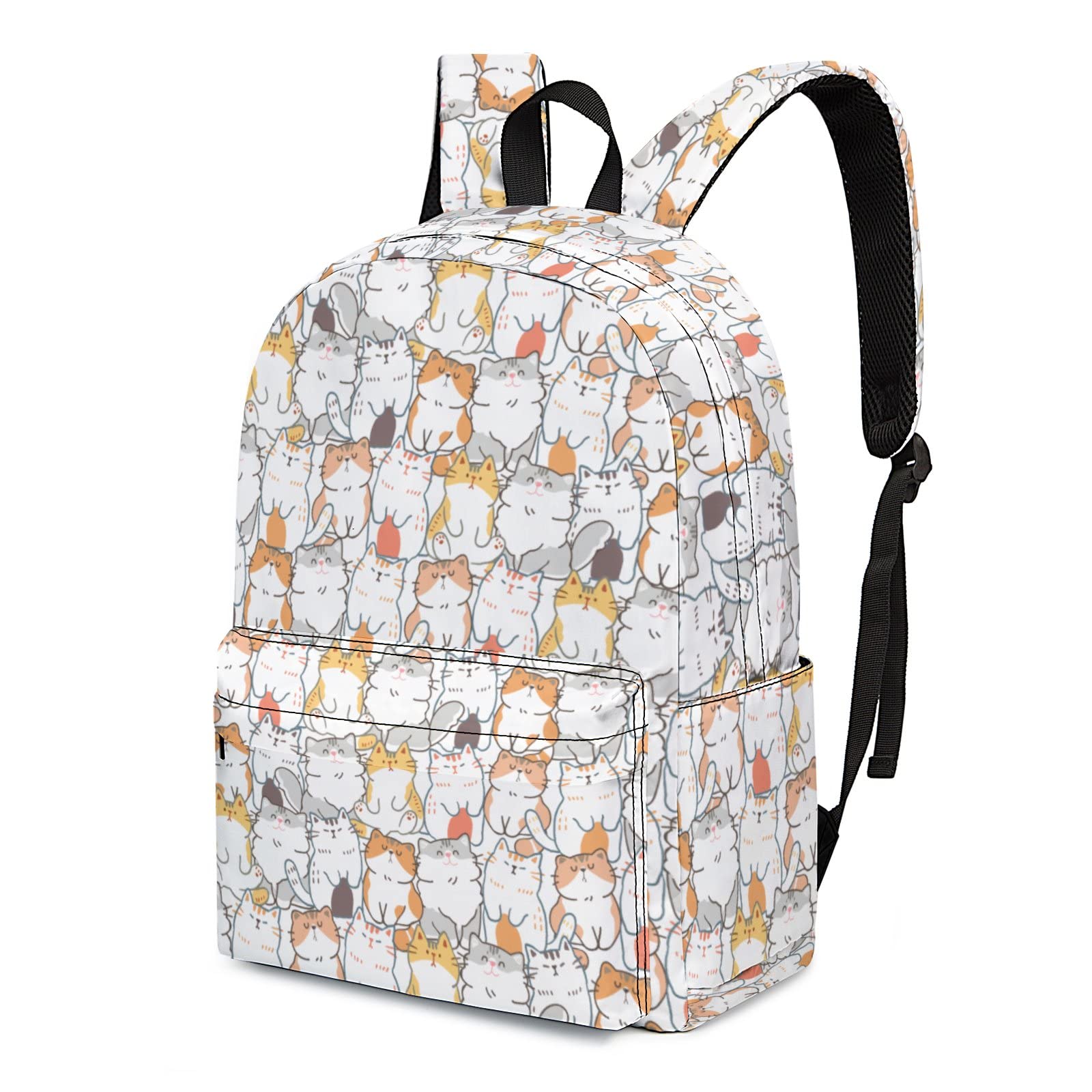 Cute Cat Backpack for Girls & Boys - Lightweight School Bag with Side Pockets, Large Capacity Laptop Backpack Fits 15.6 Inch, Perfect for Travel, Work & College | Stylish Bookbag for Students, Commuters & Cat Lovers