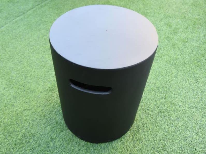 AMS Fireplace | Elementi 20lb Propane Tank Cover (Dark Grey) - Handcrafted Fiberglass Reinforced Concrete, Round Design 15.7x15.7x20 inches | Outdoor Patio Decor, Fire Pit Accessory, End Table Alternative for Backyard & Garden