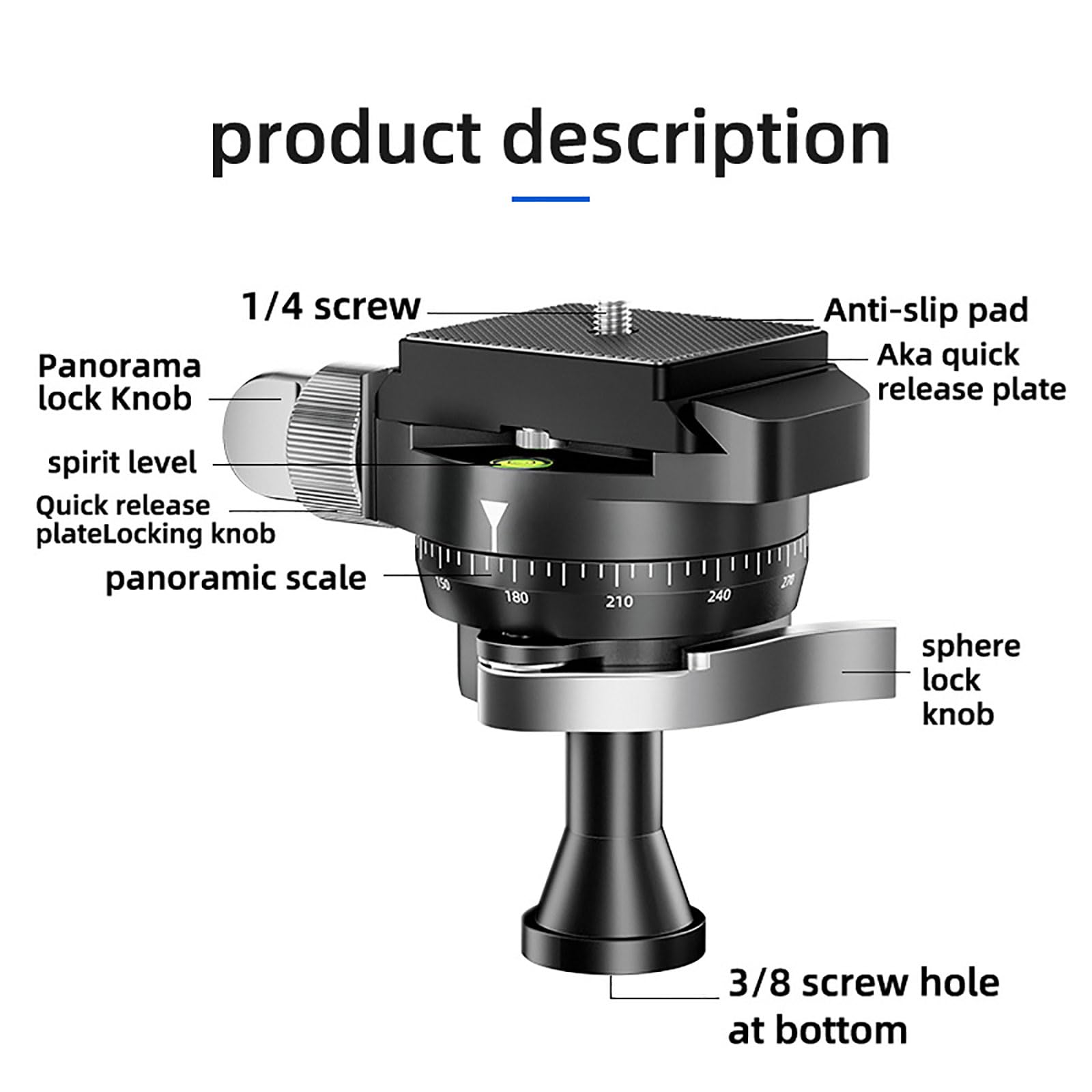 KA18 Mini Panoramic Reverse Ball Head - Aluminum Alloy Gimbal Mount for DSLR & Action Cameras | Portable Camera Stabilizer for Vlogging, Travel & Sports Filming