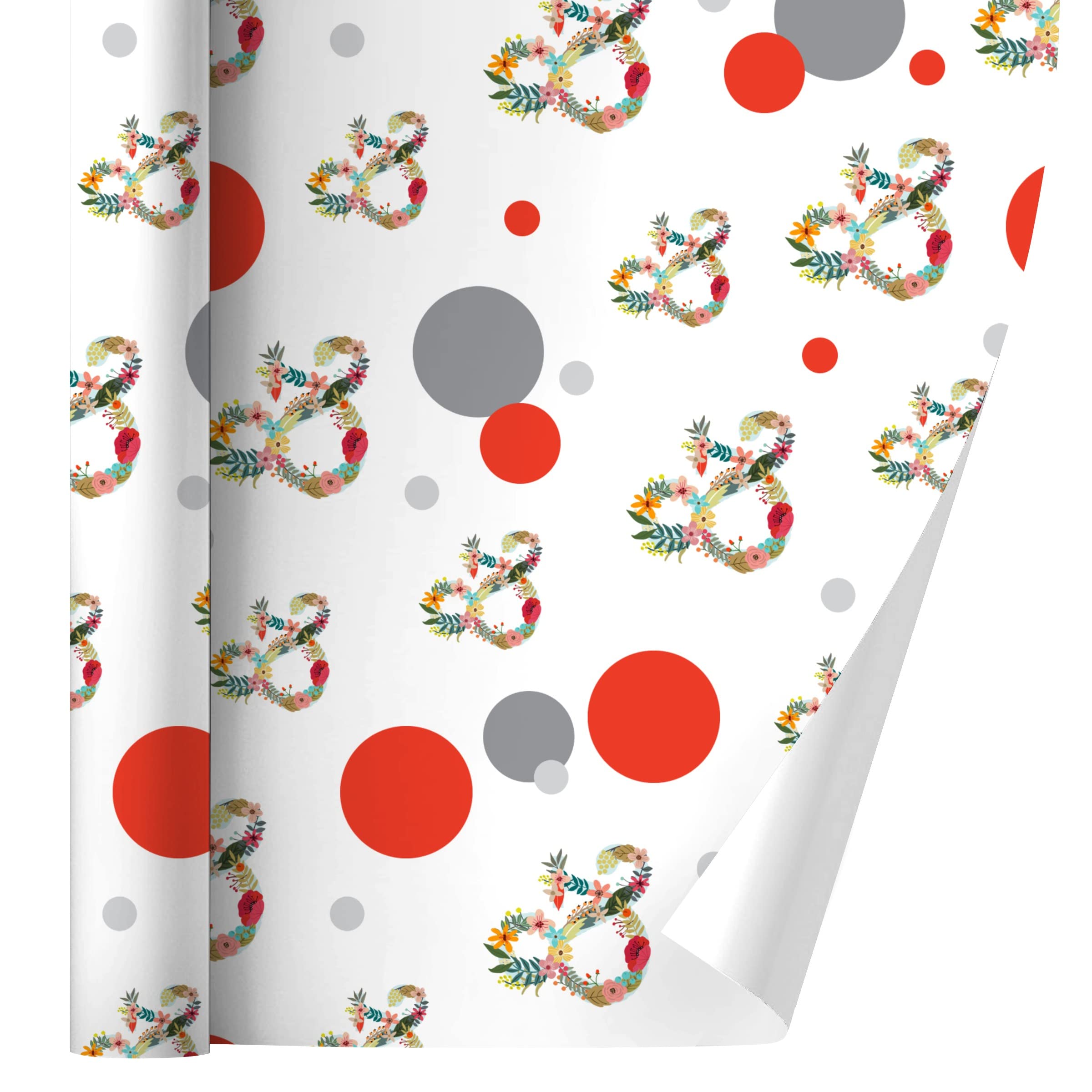 GRAPHICS & MORE Ampersand & Floral Gift Wrap Paper Roll - Premium Wrapping Paper for Birthdays, Weddings & Special Occasions