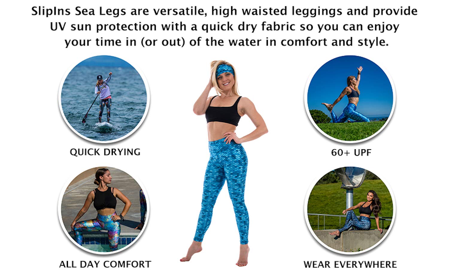 Sea Legs UPF 60+ Sun Protective Leggings for Women - Yoga, Surfing, Swimming, Diving & Water Sports - Perfect for Beach, Pool & Outdoor Activities