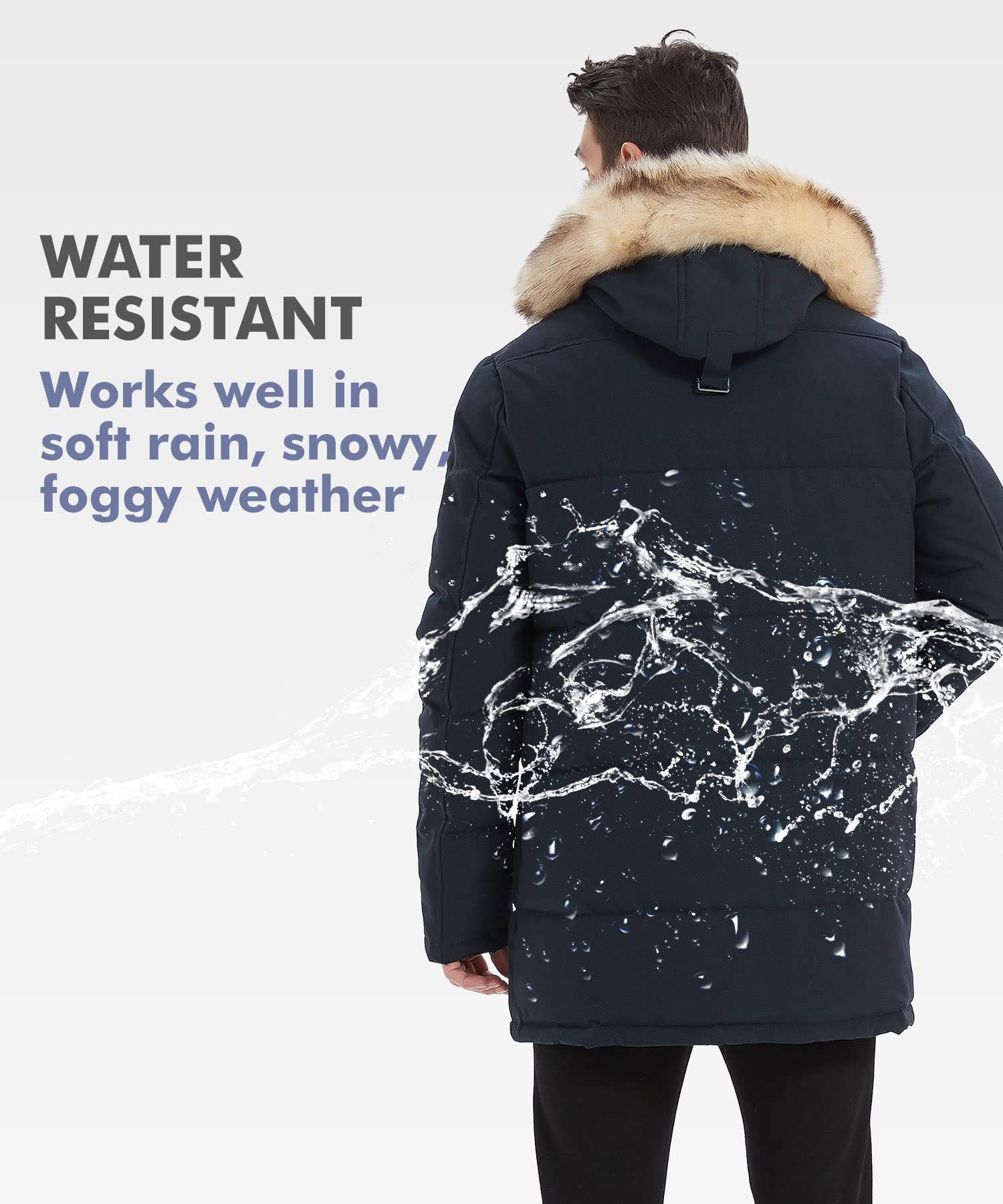 PUREMSX Men's Winter Coat - Windproof Insulated Thick Outdoor Padded Parka Jacket for Cold Weather | Perfect for Snowboarding, Skiing & Winter Adventures