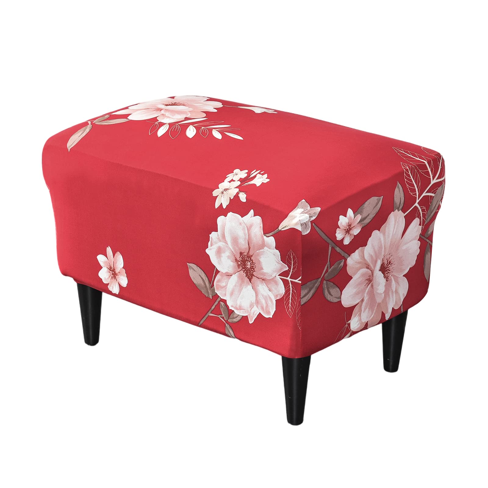 CRFATOP X-Large Printed Ottoman Chair Slipcover - Stretchable Rectangle Storage Stool Cover with Elastic Bottom for Footrest, Sofa & Furniture Protection (35