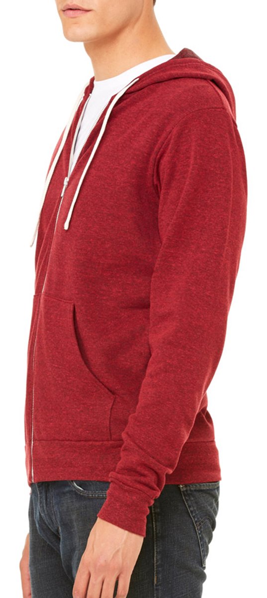 Canvas 3909 Bella Unisex Tri-Blend Full-Zip Hoodie - Soft Comfortable Pullover Sweatshirt for Men & Women - Perfect for Casual Wear, Gym, and Outdoor Activities
