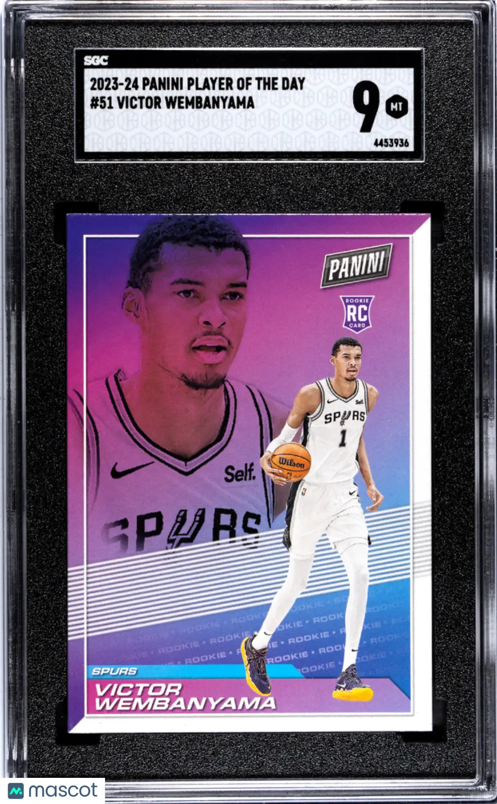 2023-24 Panini Player of the Day Victor Wembanyama Rookie Card #51 SGC 9 Mint - Basketball Trading Card for Collectors & NBA Fans - Perfect for Display, Investment & Memorabilia Collections