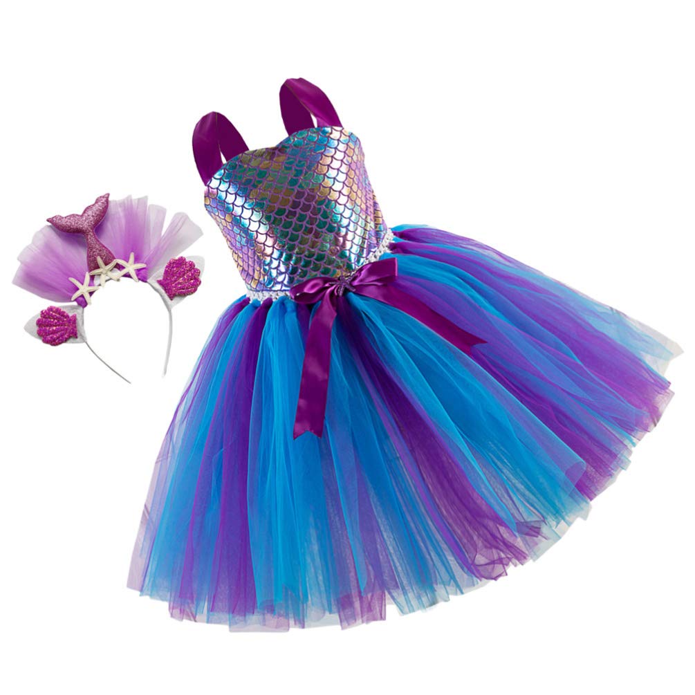 VALICLUD Sparkly Sequin Skirt for Girls - Toddler Mermaid Tutu Dress with Matching Headband, Princess Birthday Party Outfit (63×26cm) | Perfect for Birthday Parties, Pageants, Dance Performances & Special Occasions
