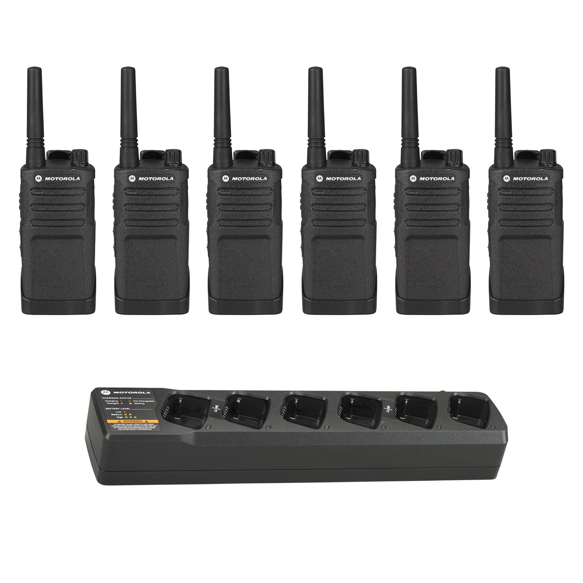 Motorola RMU2040 6-Pack Two-Way Radio Set with Multi-Unit Charger - Perfect for Construction Sites, Warehouses & Outdoor Adventures