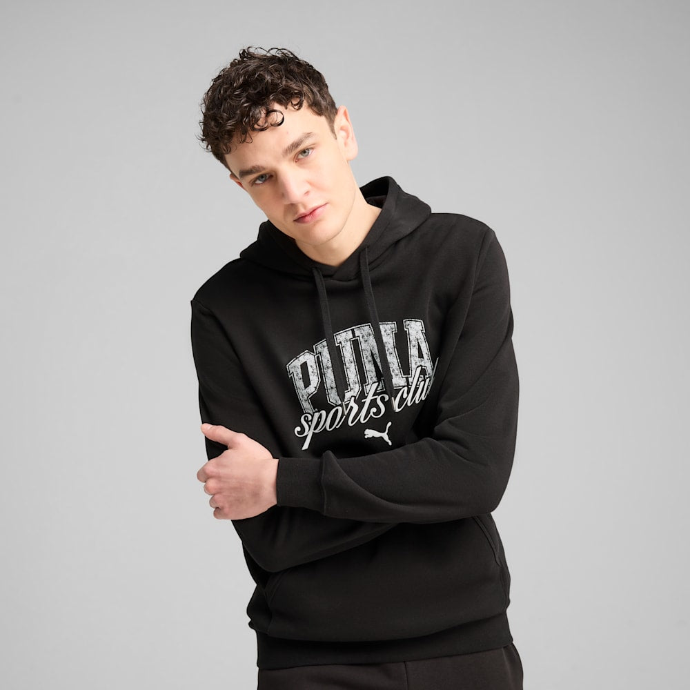 PUMA Men's Classic French Terry Black Hoodie - Comfortable & Stylish Pullover for Casual Wear, Gym, and Outdoor Activities