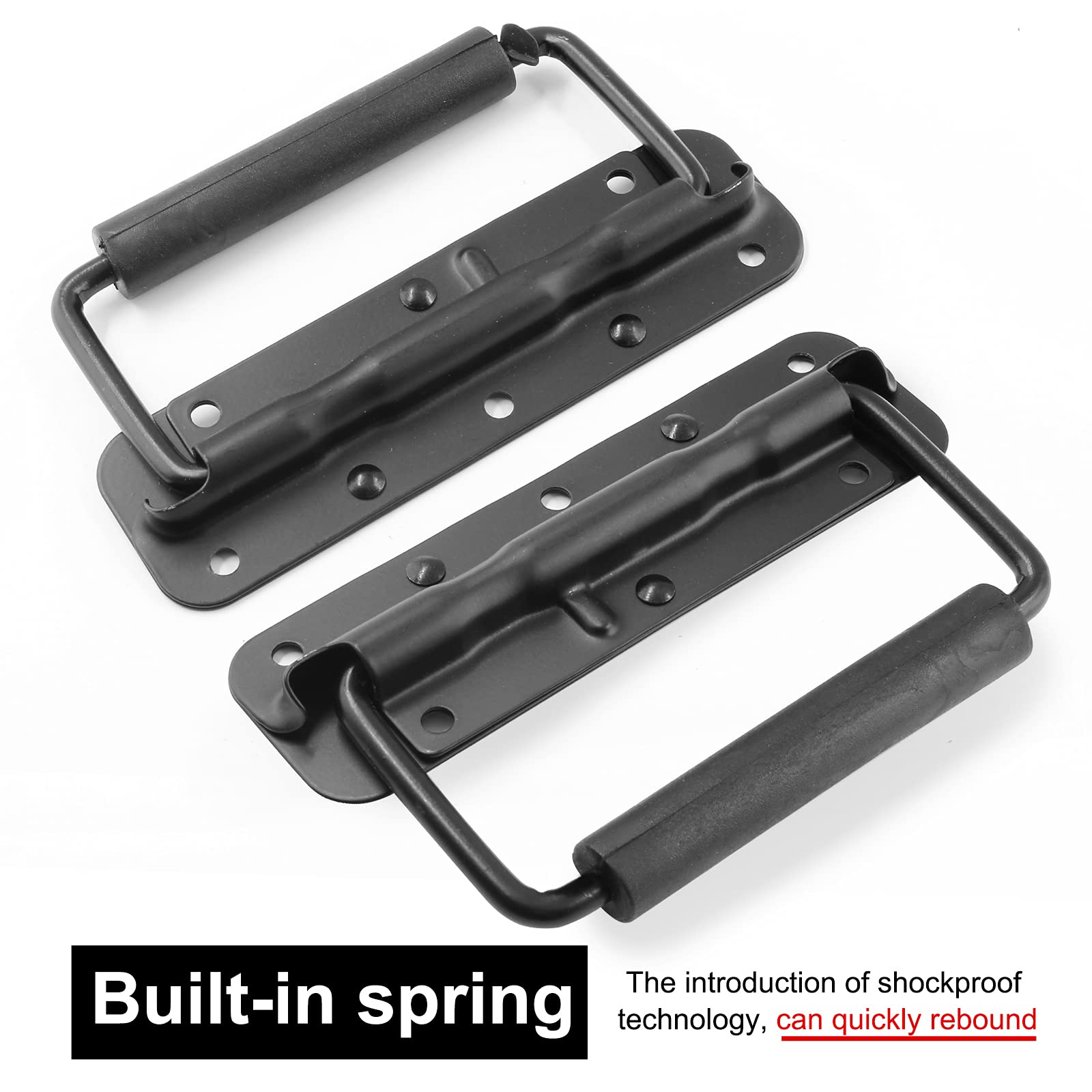 2Pcs Black 304 Stainless Steel Surface Mount Spring Loaded Speaker Case Handles - 5.47