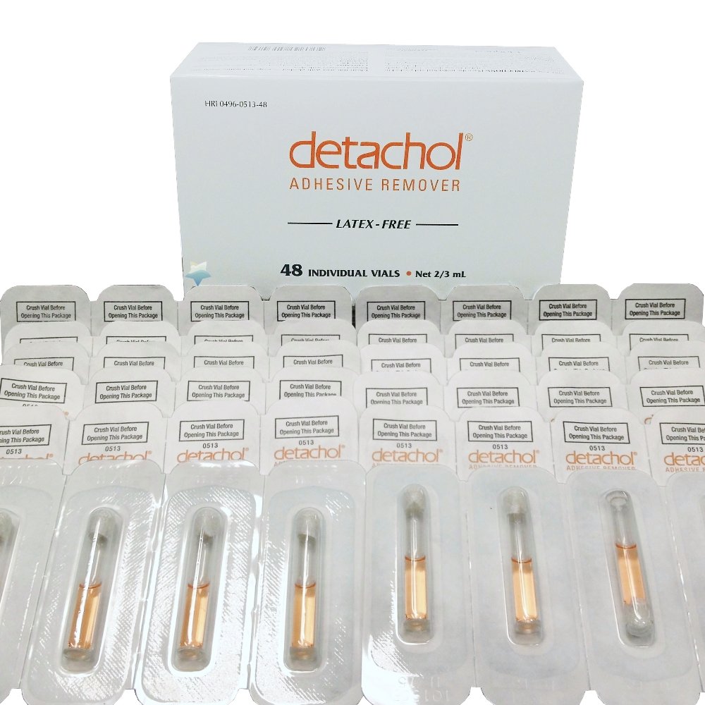 48-Pack Detachol Adhesive Remover Vials - 2/3cc Non-Irritating Medical Grade Solution for Tattoo Removal, Bandage & Sticker Residue - Perfect for Tattoo Artists, Nurses & First Aid Kits