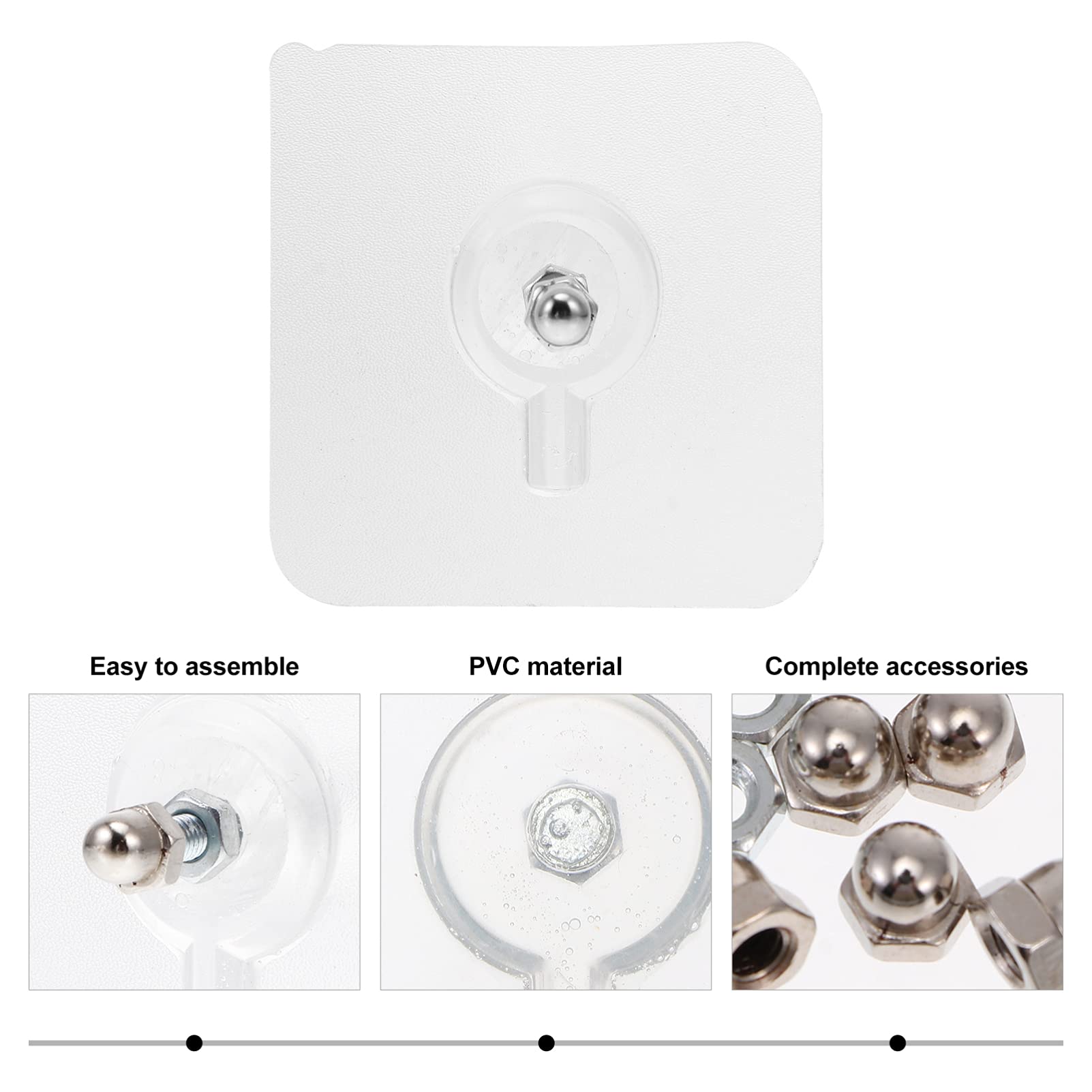 Cabilock 20-Piece No Trace Nail Screws Hanger - Self-Adhesive Wall Mounted Hooks for Coats, Hats & Storage - Strong Viscosity Metal Screw Patches - Damage-Free PVC Adhesive Hangers (Perfect for Apartments, Dorms & Rental Homes)