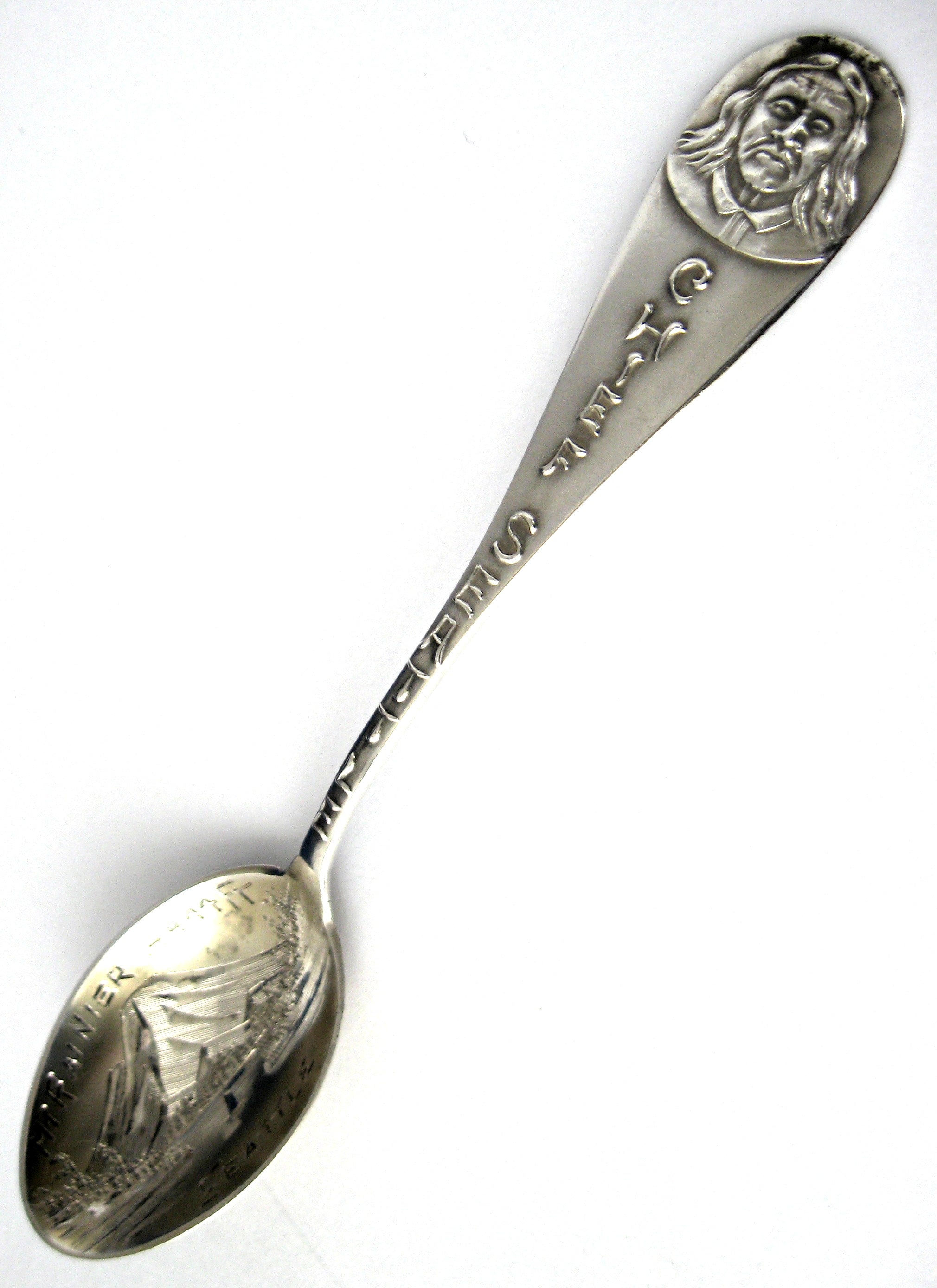 Vintage 1930s Sterling Silver Souvenir Spoon - Engraved Chief Seattle WA Design | Collectible Antique Silverware for Display & Gifting