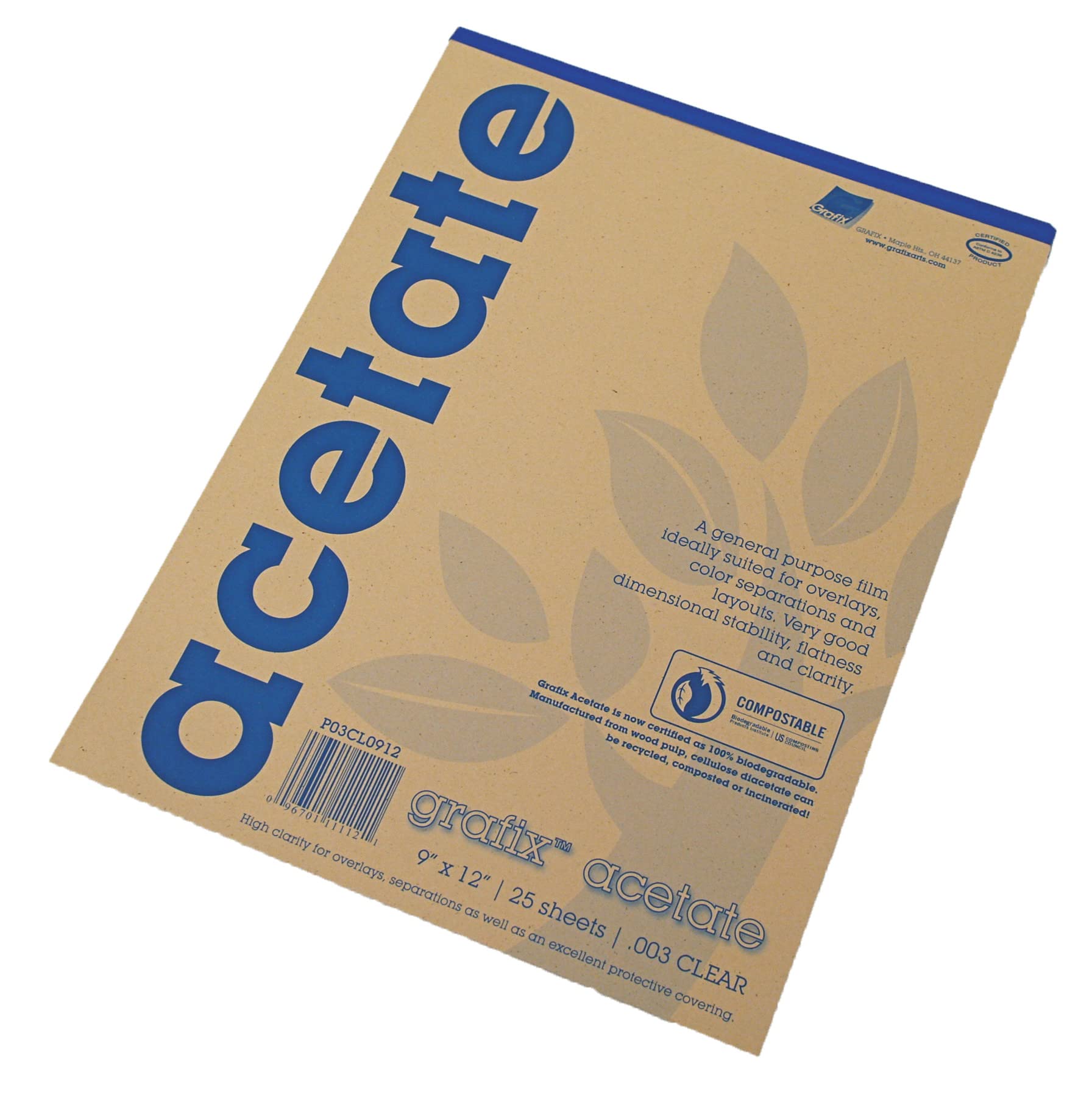 Grafix Clear Acetate Pad 9 x 12 Inches - 25 Sheets per Pad for Overhead Projectors, Tracing & Crafting