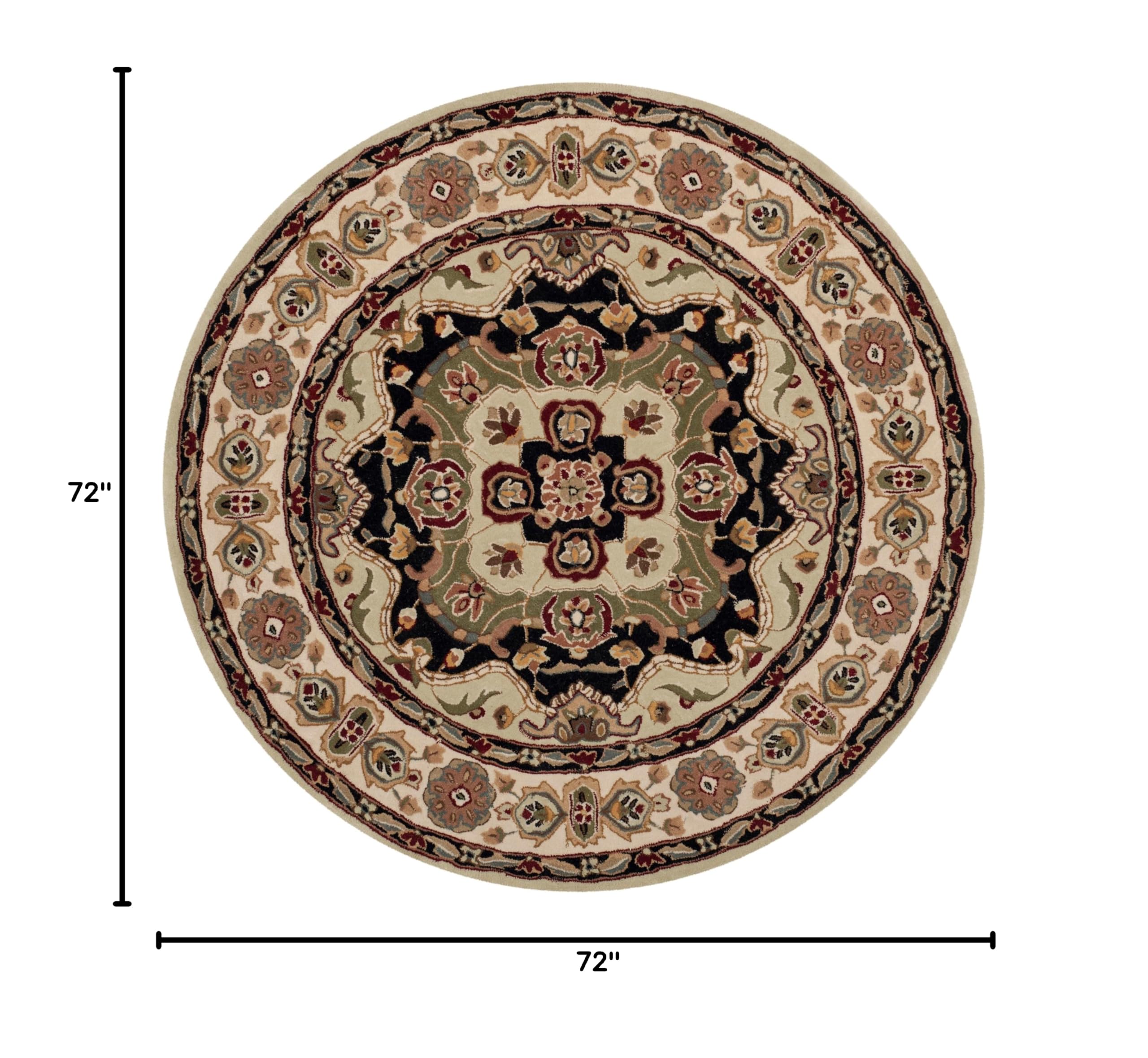 SAFAVIEH Total Performance Collection 6-Foot Round Hand-Hooked Oriental Area Rug in Soft Green & Ivory - TLP718A - Perfect for Living Room, Bedroom or Office Decor