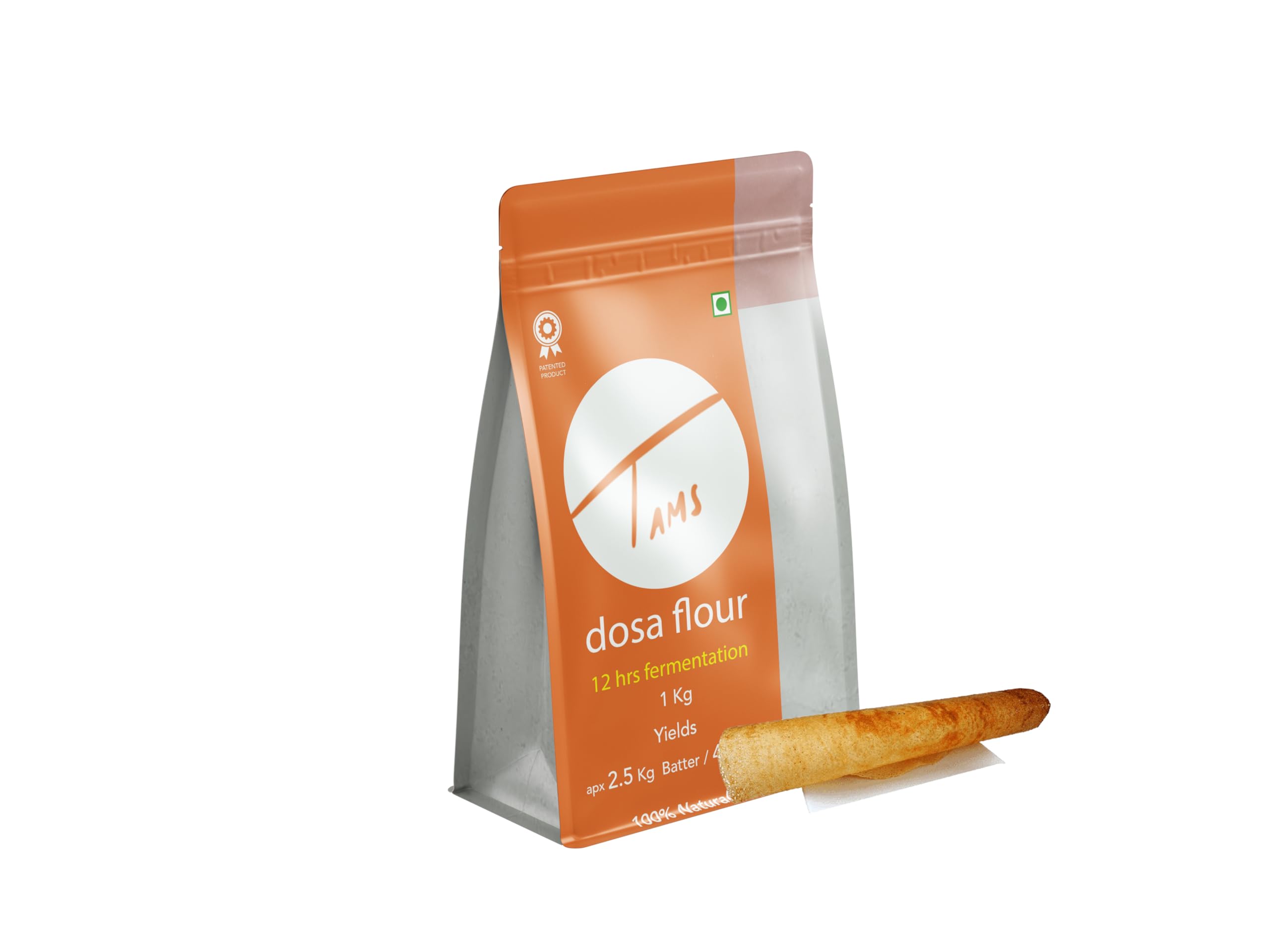 Tams Dosa Flour 1kg - India's First Naturally Fermenting Flour (6 Months Shelf Life) | Makes 2.5kg Batter for 60 Soft & Healthy Idlis | No Additives, No Chemicals, No Yeast | Perfect for Homemade South Indian Breakfasts & Vegan Meals
