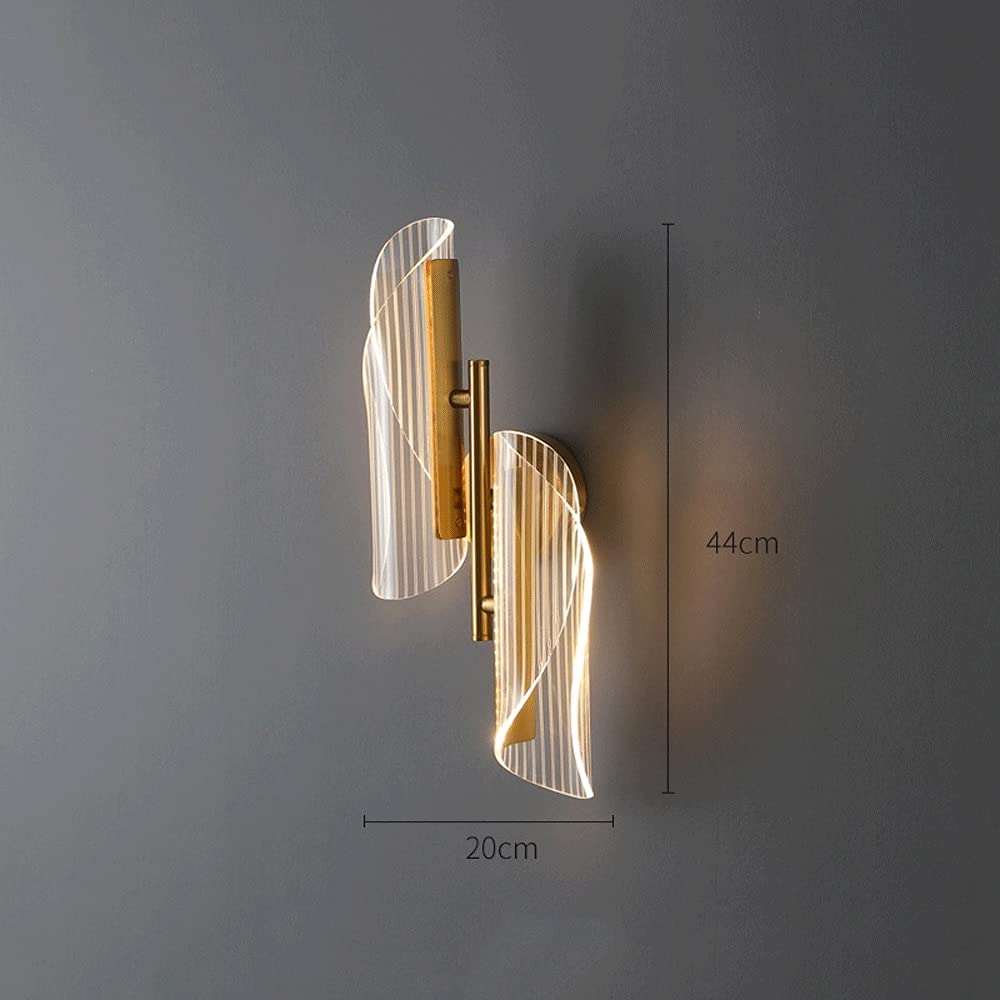 Modern Double Head Wall Lamp - Gold Acrylic Sconce with Tri-Tone Light for Bedroom, Living Room & Study