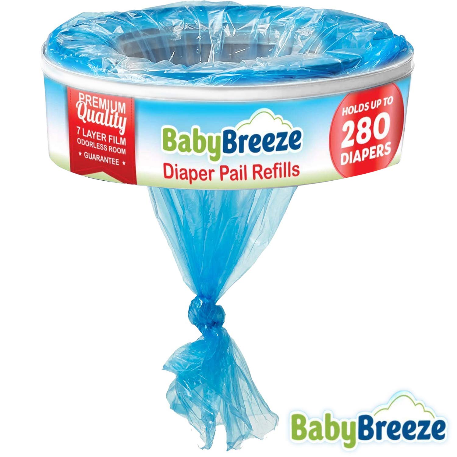 Playtex Diaper Genie Compatible Refill Bags - 2240 Count (8 Pack) | Odor Absorbing Baby Diaper Disposal Trash Bags | Perfect for Nursery, Daycare & Home Use