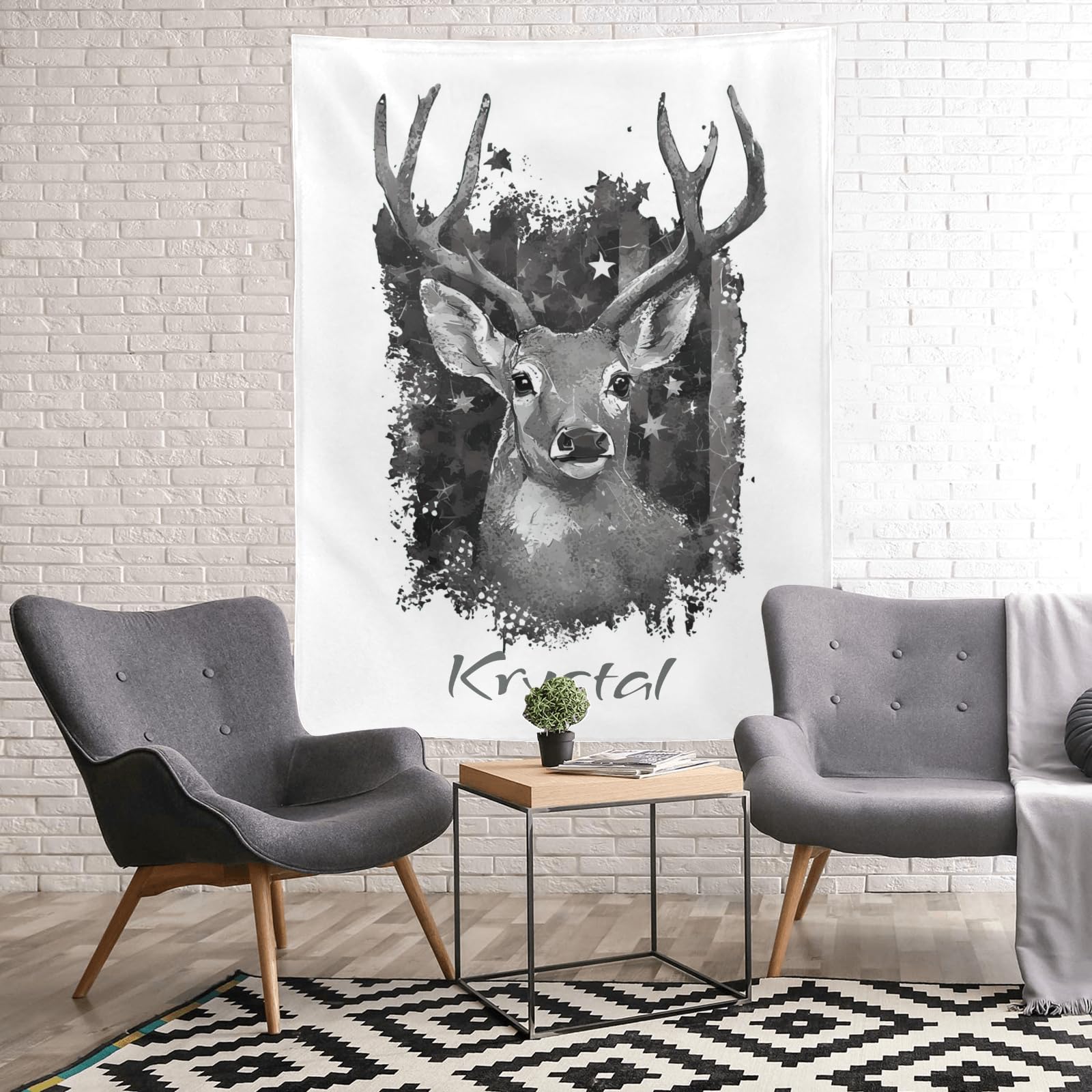 Custom Personalized American Flag Deer Camo Fleece Blanket with Name - Super Soft 50x60 Inch Throw Blanket for Couch, Sofa & Bed - Perfect for Camping, Tailgating and Patriotic Home Decor