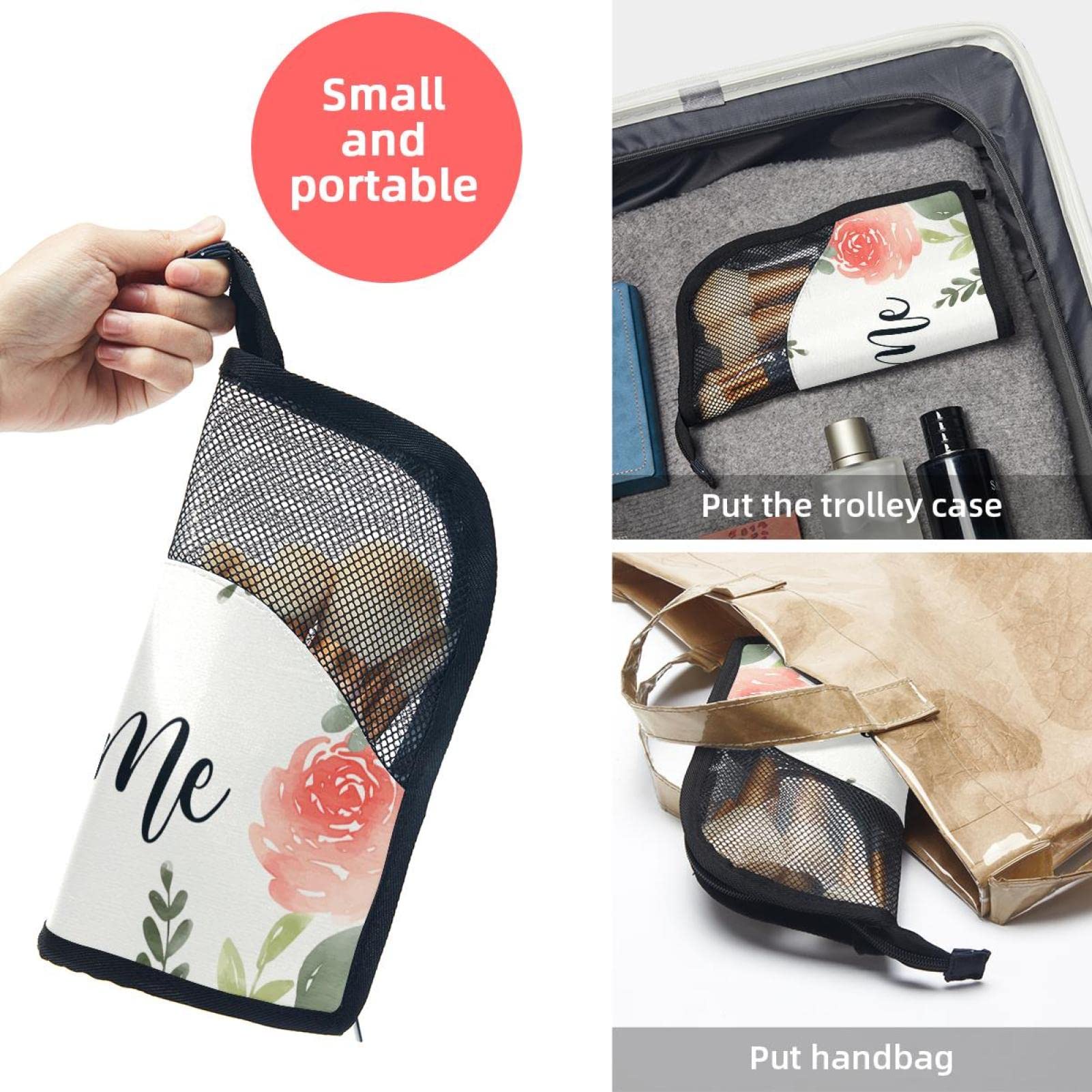 12-Piece Makeup Brush Set with Floral Organizer Bag - Portable Travel Cosmetic Brush Holder Case for Professional & Home Makeup Application