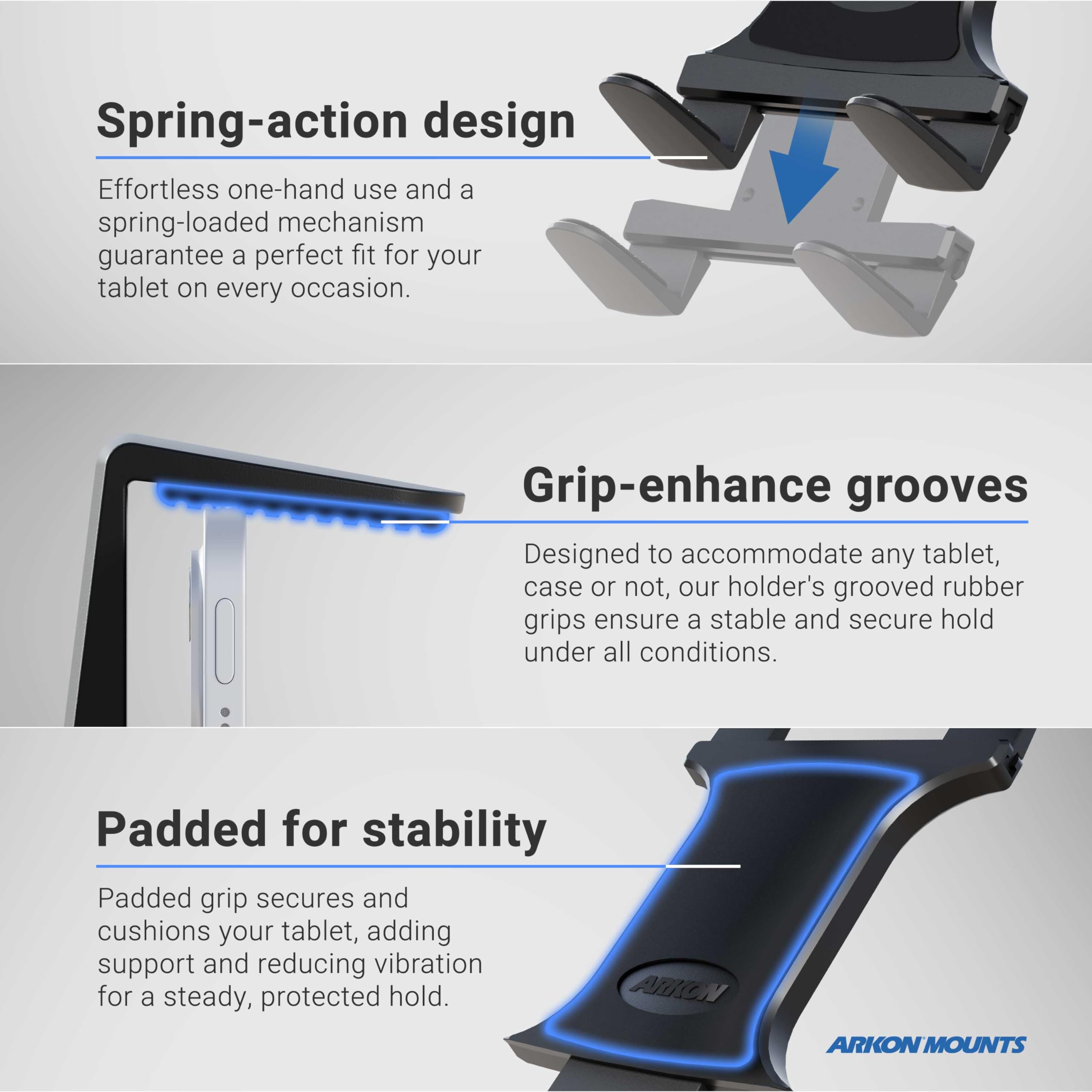 Arkon Heavy Duty Drill Base Tablet Mount - Universal Holder for iPad Air 2/Air/4/3/2 & Samsung Galaxy Note 10.1/Tab Pro 12.2 - Perfect for Construction Sites, Workshops & DIY Projects (TABRMAMPS)