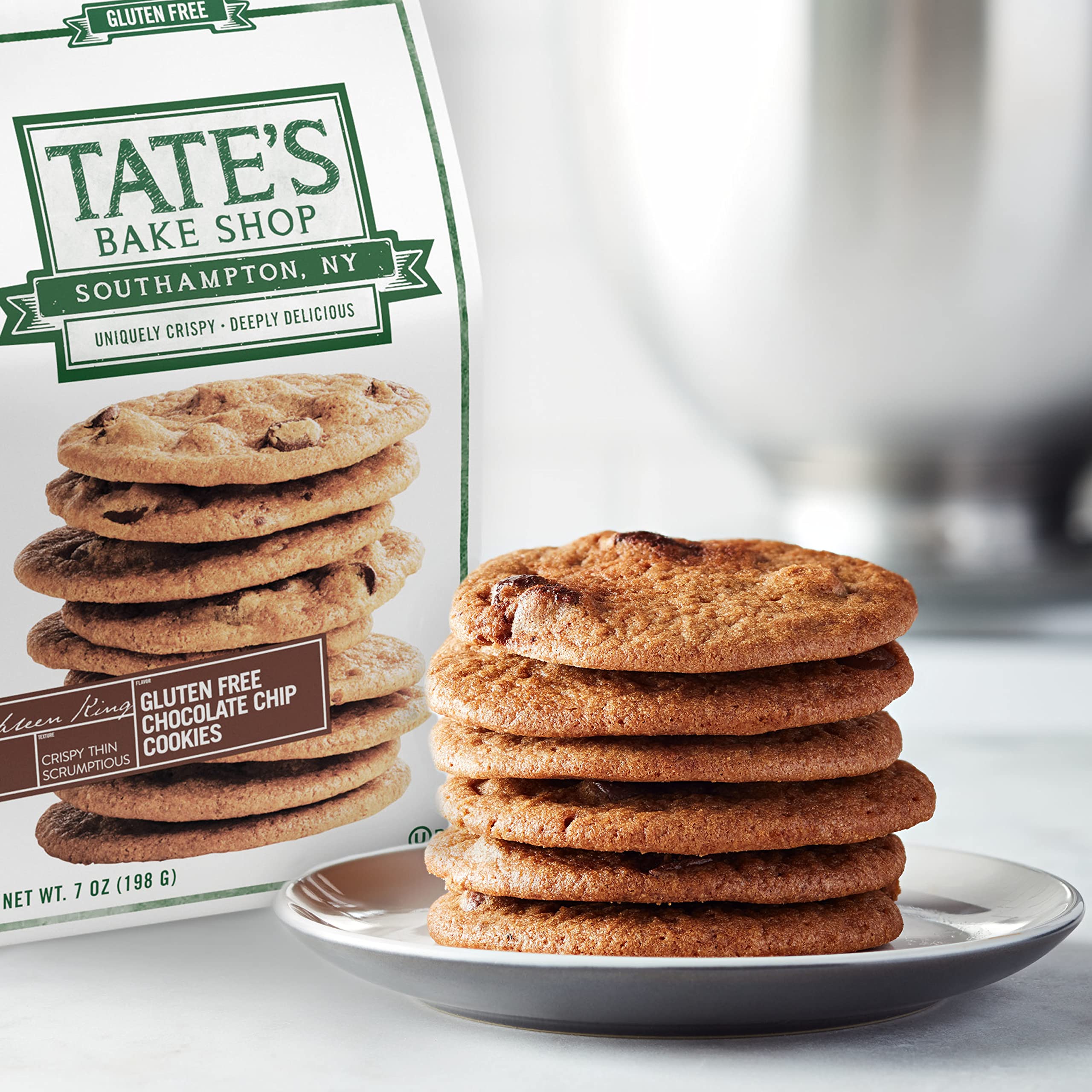 Tate's Bake Shop Gluten Free Chocolate Chip Cookies - 7 oz Pack | Delicious Gluten-Free Snacks for School Lunches, Office Treats & Dessert Time