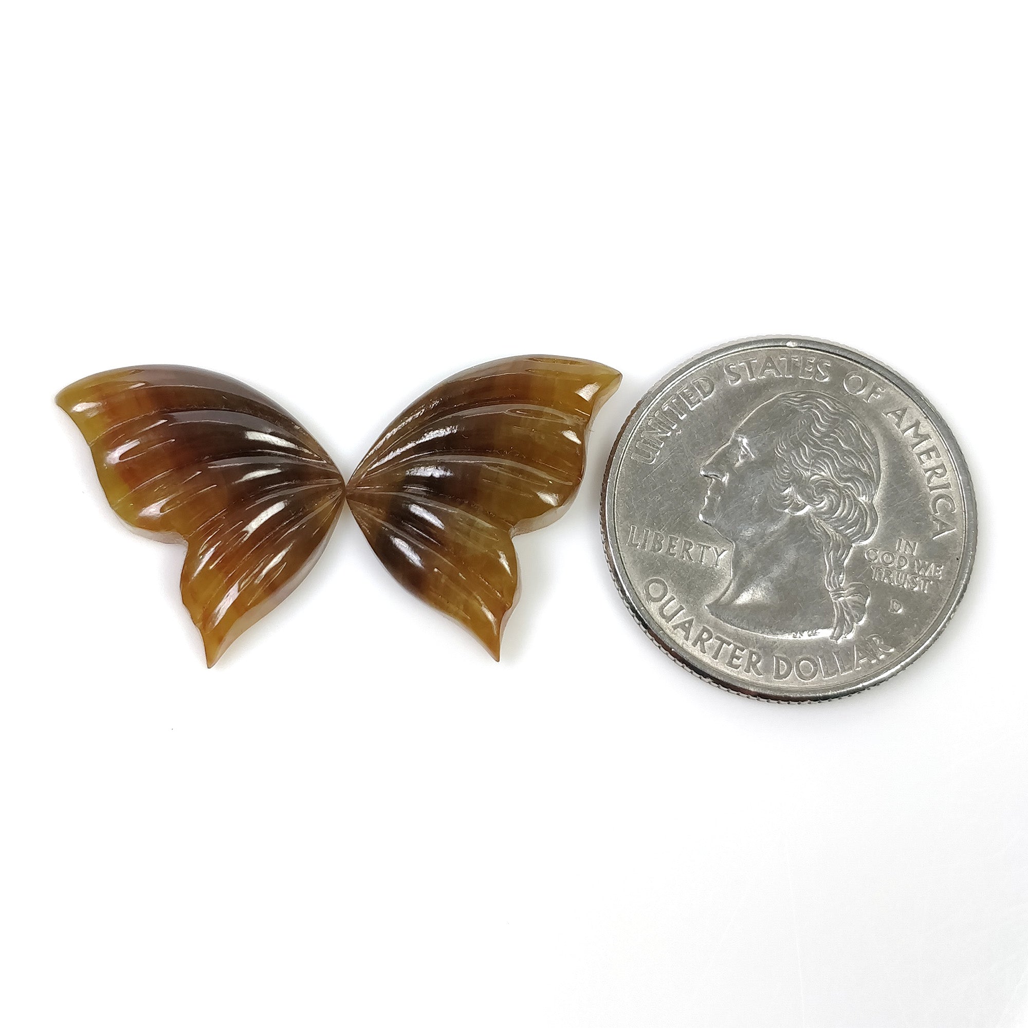21.35cts Natural Untreated Bi-Color Sapphire Hand Carved Butterfly Gemstone Pair (21x14mm) | Multi Sapphire Jewelry for Necklace & Ring Setting | Collector's Item & Gift Idea