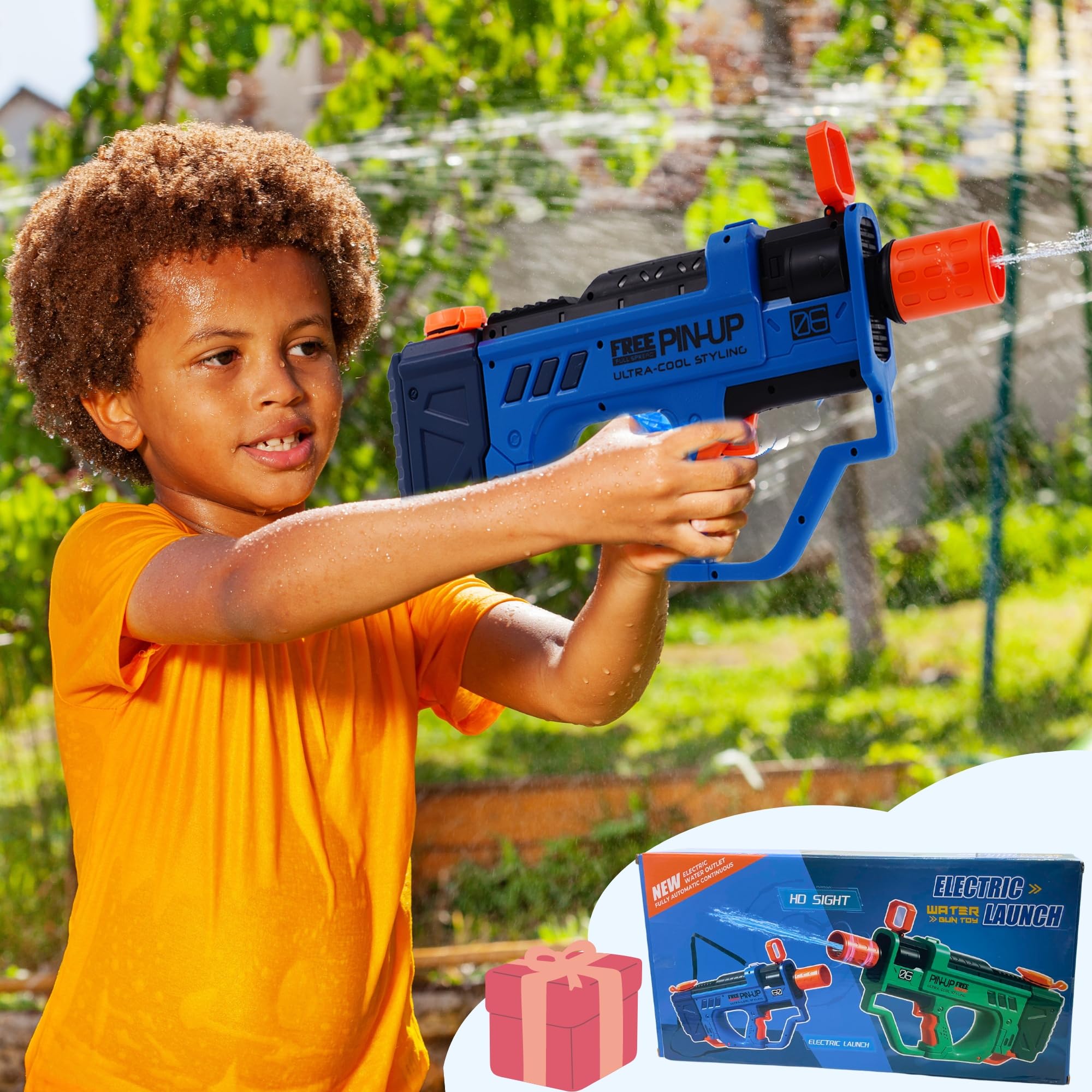 Electric Water Gun for Kids - Rechargeable Hydro Blaster with LED Lights, Outdoor Pool Toys for Boys & Girls, Summer Water Battle Games, Perfect Birthday Gift for Children (Use in Backyard, Beach, Pool Parties)