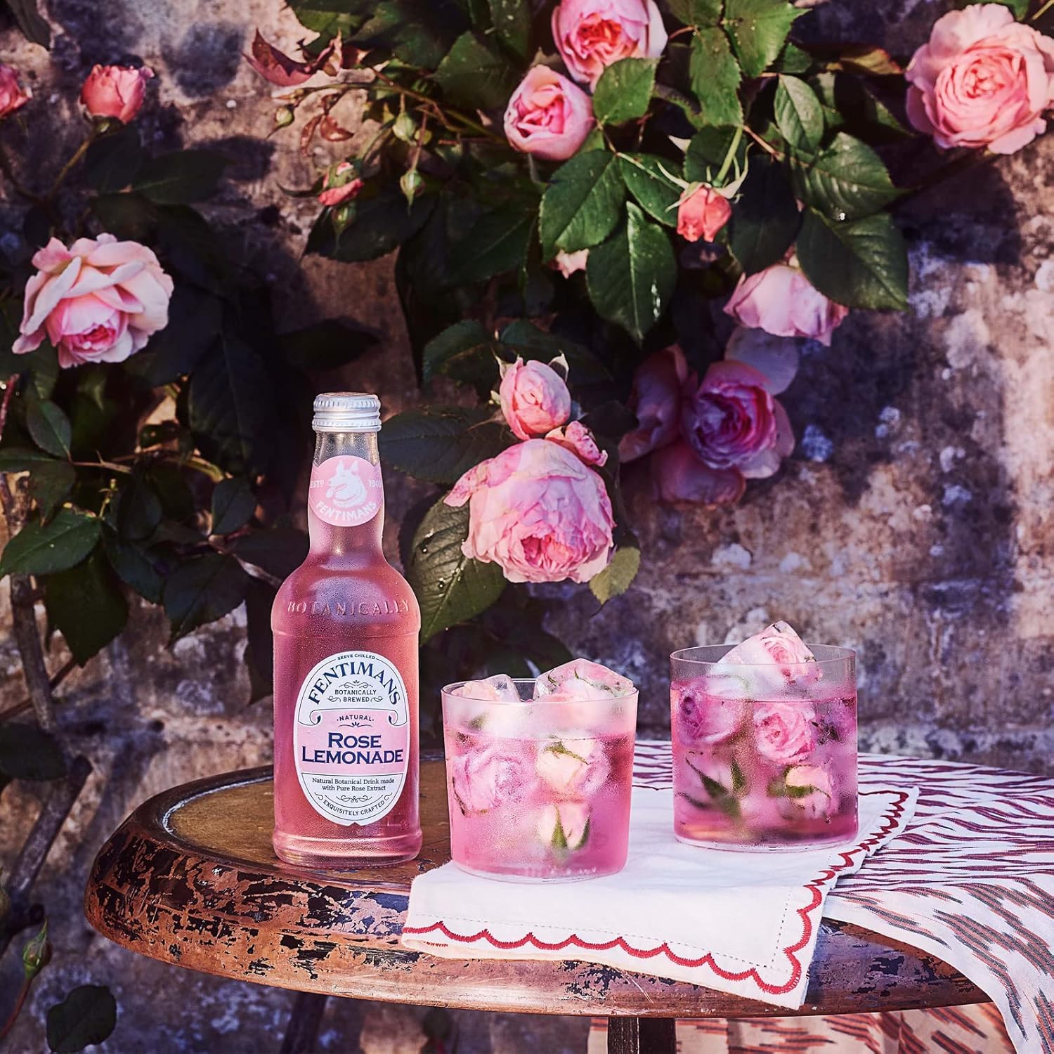 Fentimans Sparkling Rose Lemonade - Natural Pink Lemonade with Pure Rose Extract, Craft Soda, Botanically Brewed | Perfect for Cocktails, Mocktails & Summer Refreshments | 9.3 Fl Oz (Pack of 4)