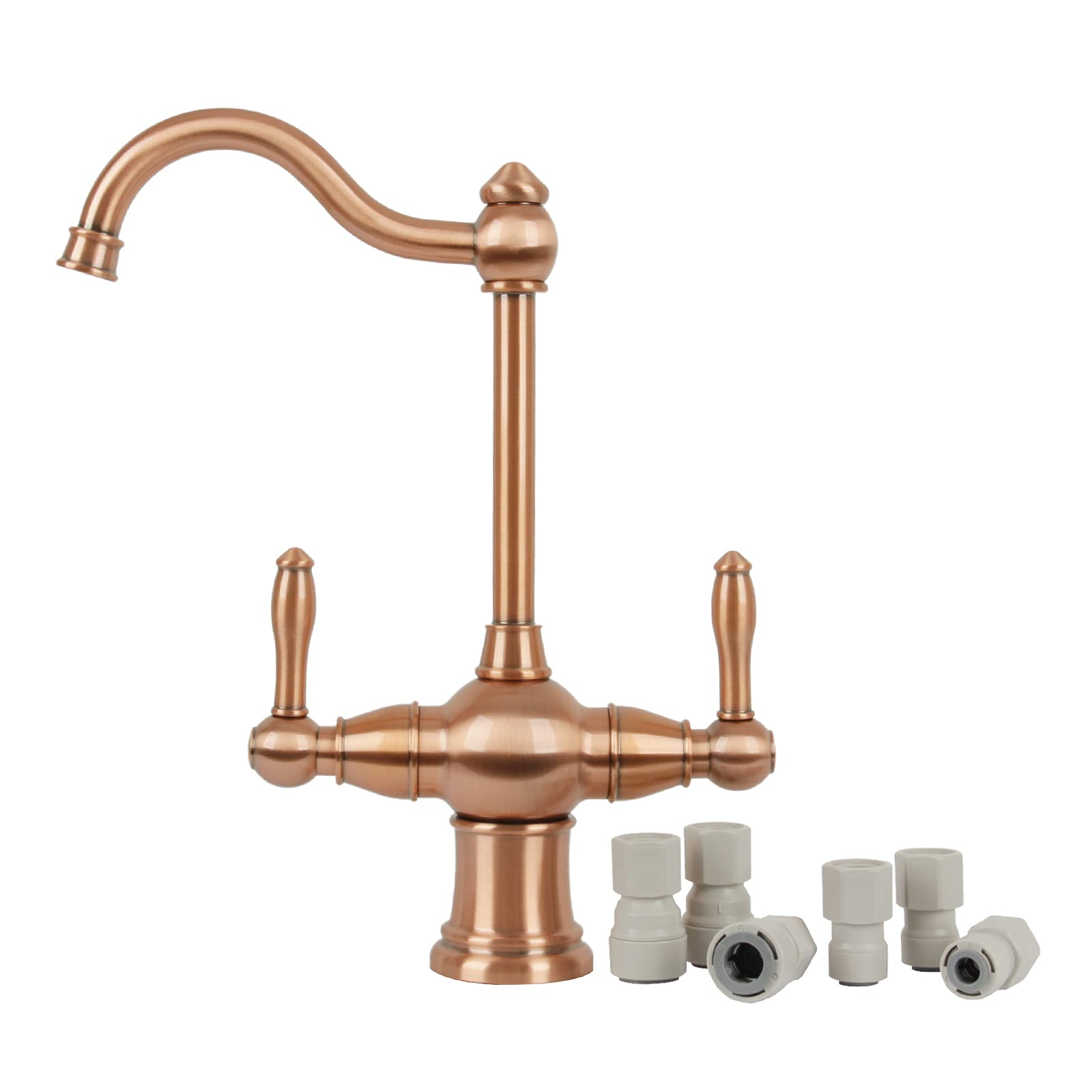Akicon Dual Handle Copper Water Filter Faucet - Hot & Cold Water Dispenser for Instant Hot Water Tanks & Filtration Systems - Classic Style for Kitchen Sink & Home Water Purification
