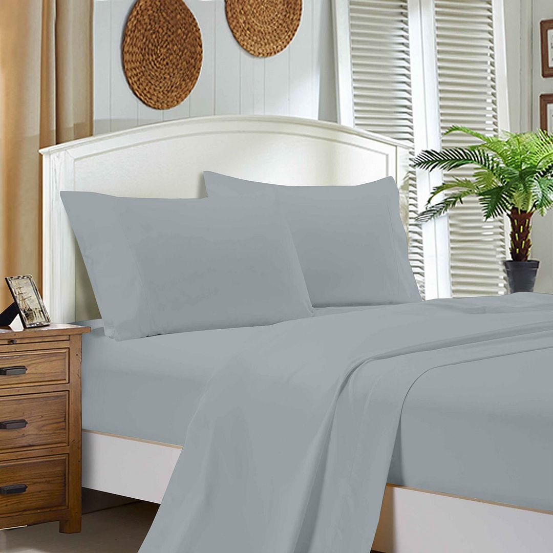 1000 Thread Count Queen Size Bed Sheet Set - Ultra Soft & Breathable Flat & Fitted Sheets in Silver | Luxury Bedding for Master Bedroom, Guest Room & Airbnb
