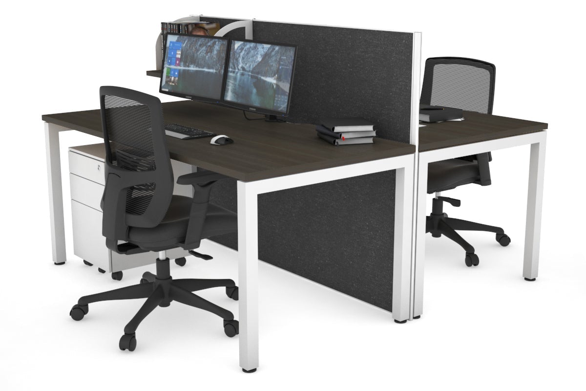 Horizon Quadro 2-Person Office Workstation Bench with Square Legs - 1400L x 800W Dimensions, Cable Management Scallop - Perfect for Shared Workspaces, Conference Rooms & Collaborative Office Environments