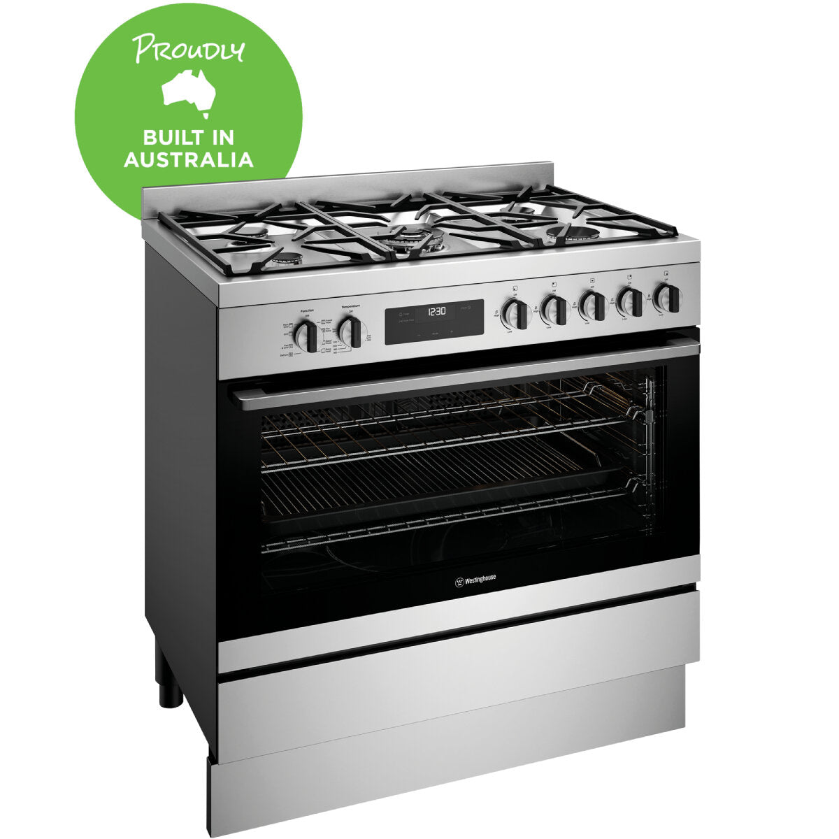 Westinghouse 90cm Dual Fuel Freestanding Cooker Stainless Steel WFE9515SD - Professional Gas & Electric Range for Home Kitchen Cooking, Baking & Entertaining