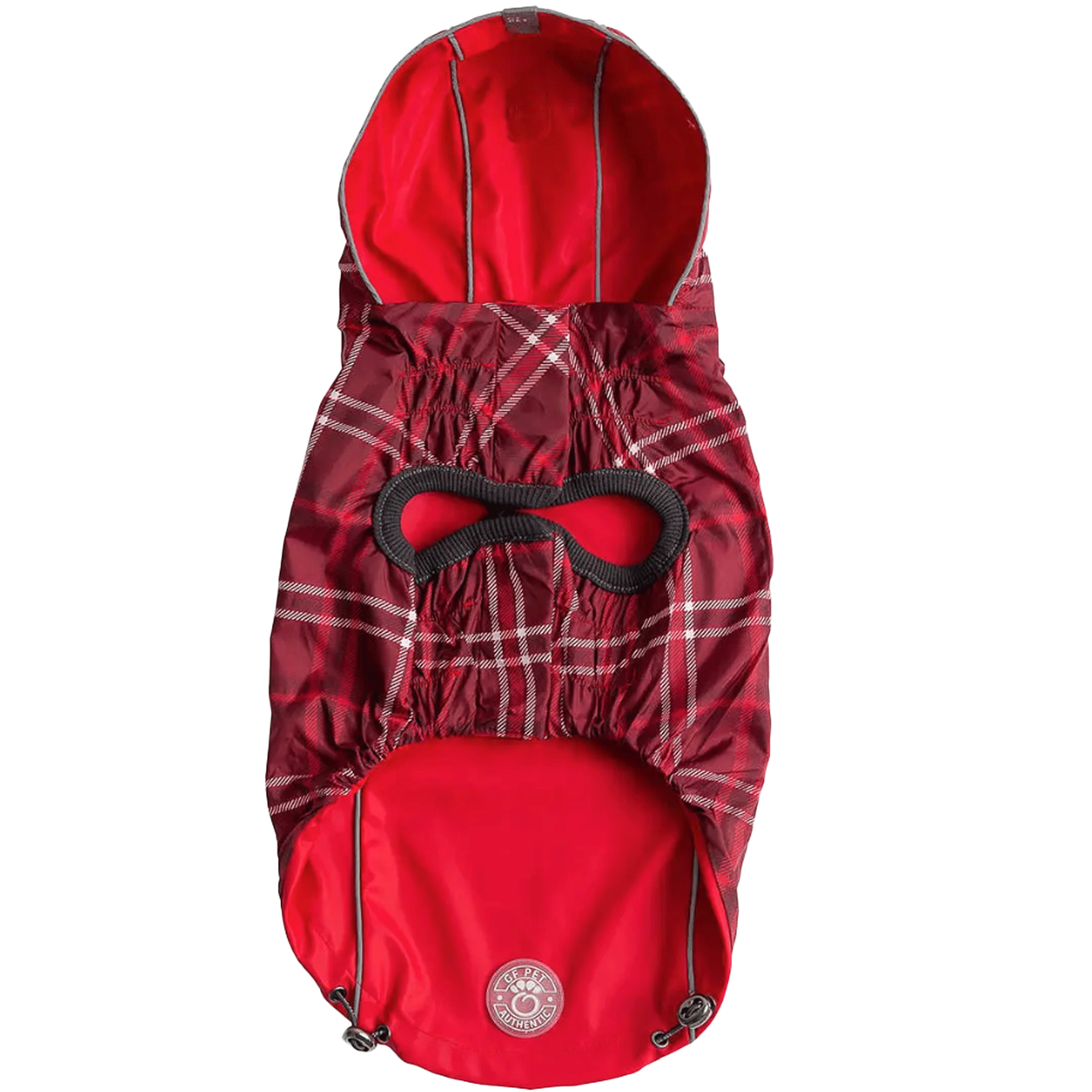 Waterproof Reversible Dog Rain Jacket for Small Medium Large Dogs - Red & Black - Outdoor Walking Hiking Pet Raincoat