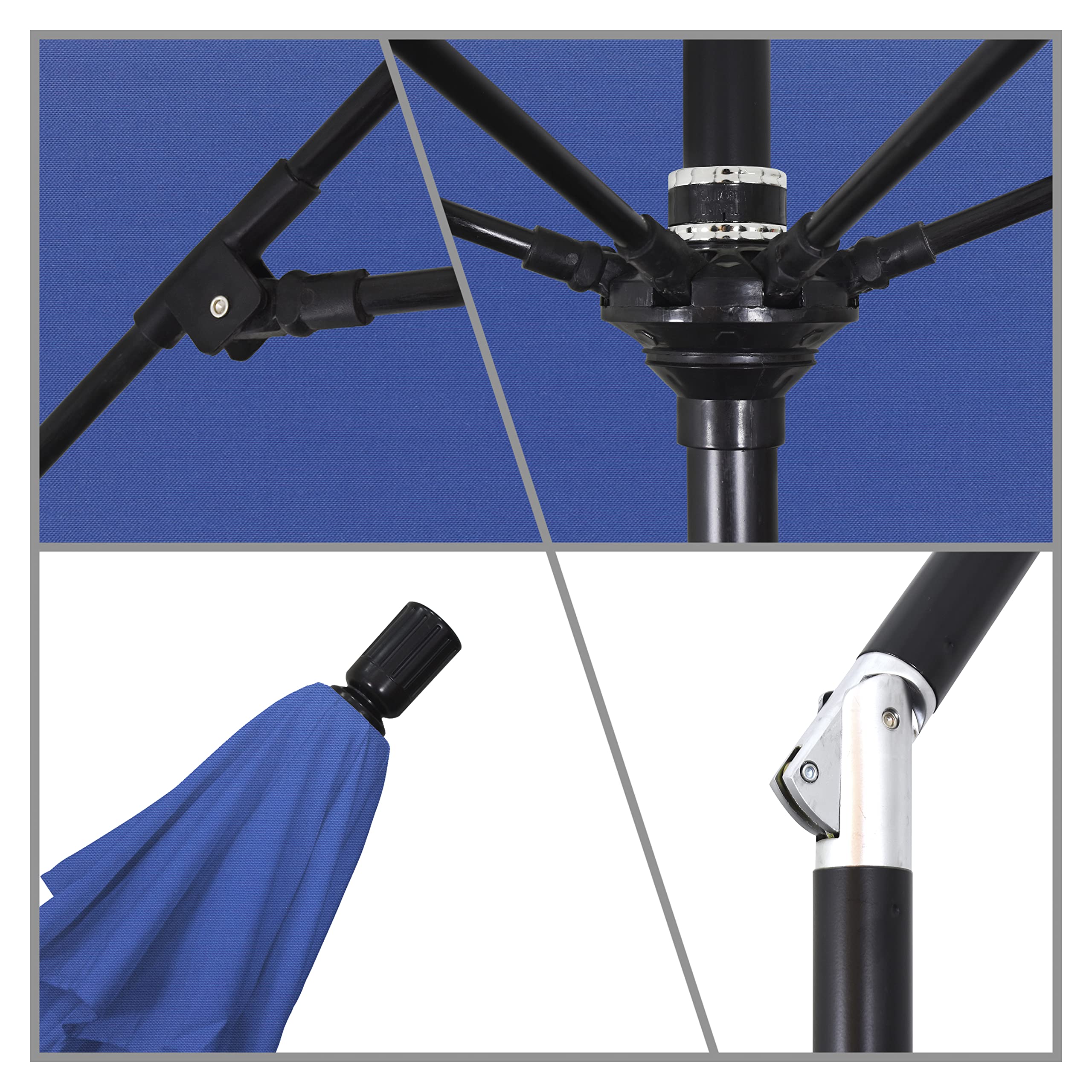 9' Round California Umbrella with Aluminum Pole & Fiberglass Ribs - Outdoor Patio, Garden, Poolside Shade Solution for Backyard, Restaurant and Beach Use